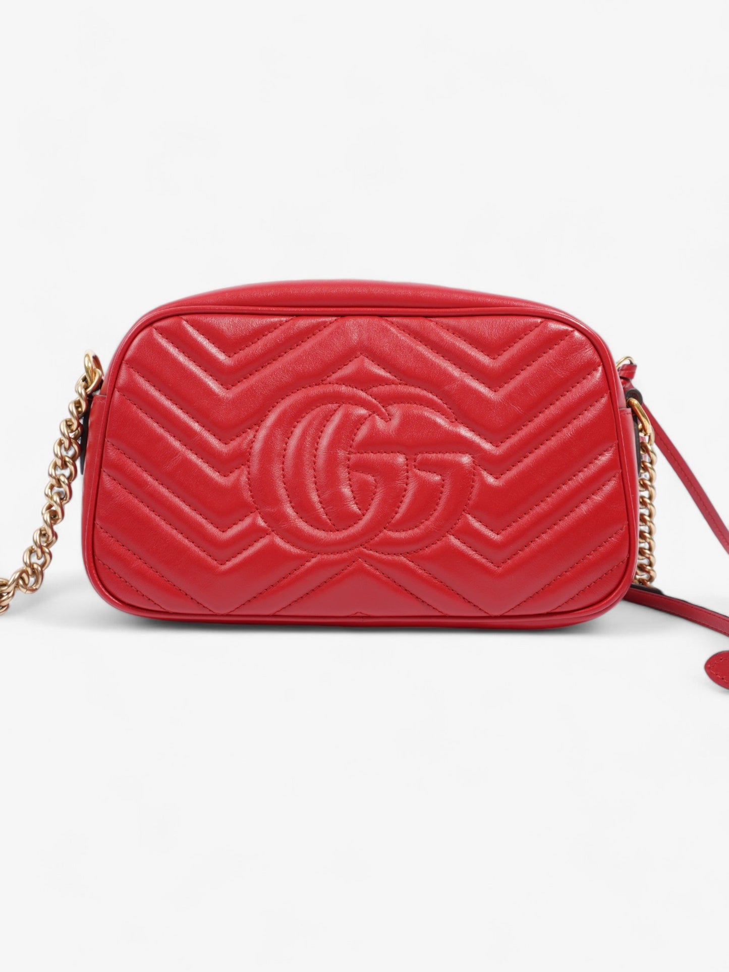 Gucci Marmont Zip Red Matelasse Leather Small