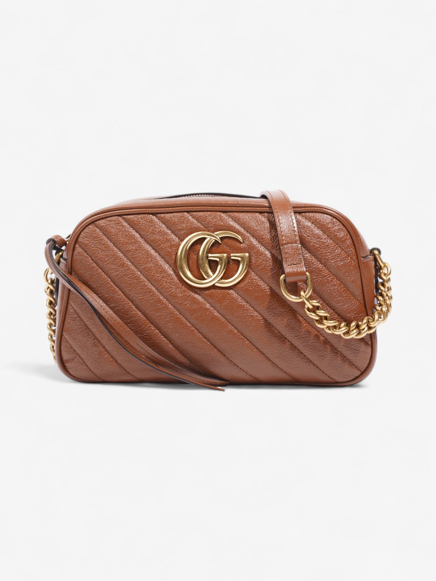 Gucci GG Marmont Brown Matelasse Leather Small