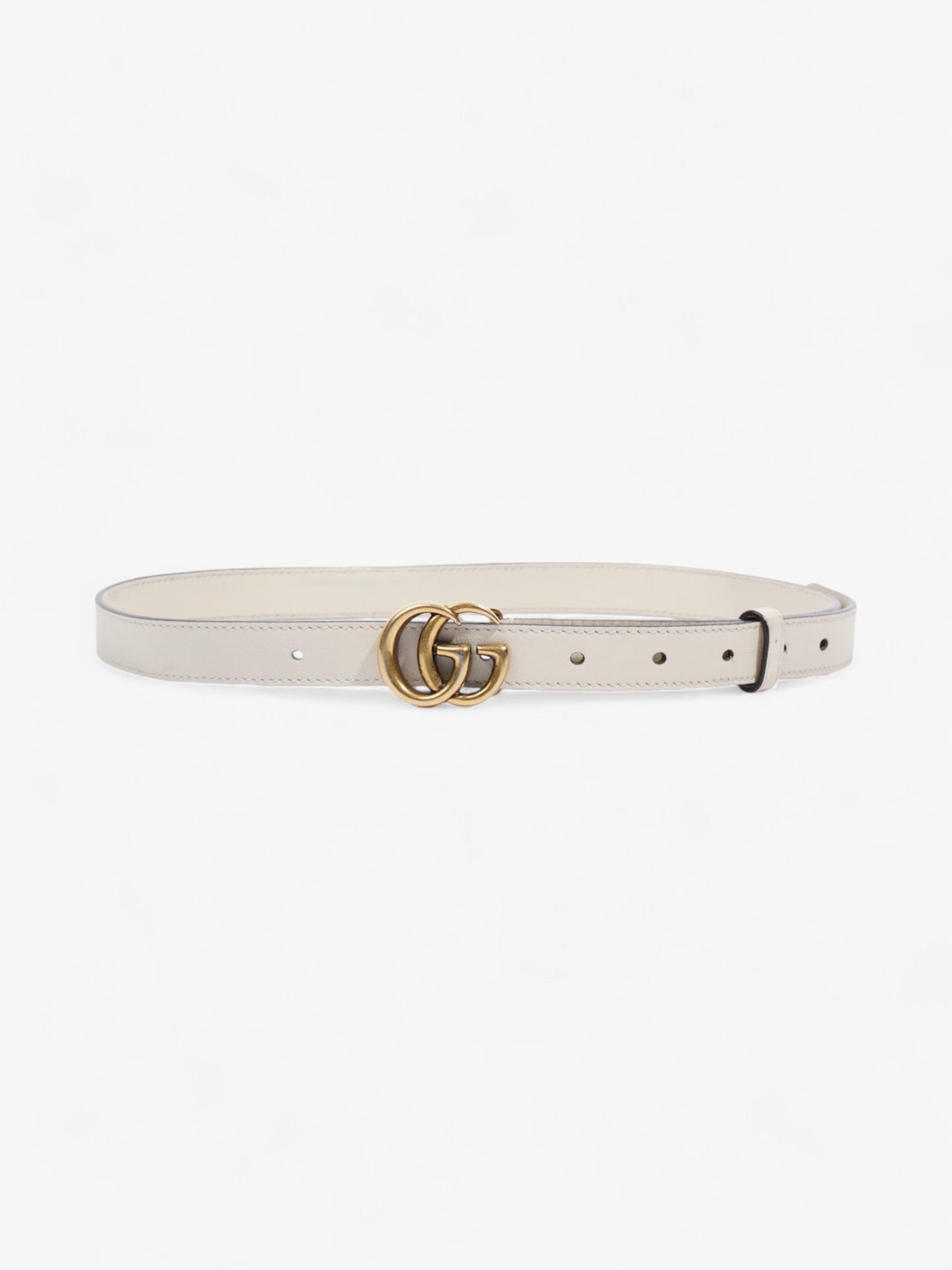 Gucci GG Marmont Thin Belt White / Gold Leather 80cm / 32"