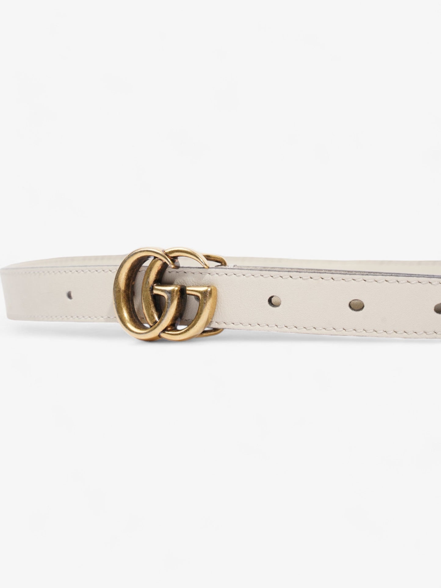Gucci GG Marmont Thin Belt White / Gold Leather 80cm / 32"