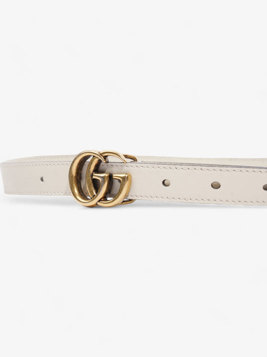 Gucci GG Marmont Thin Belt White / Gold Leather 80cm / 32"