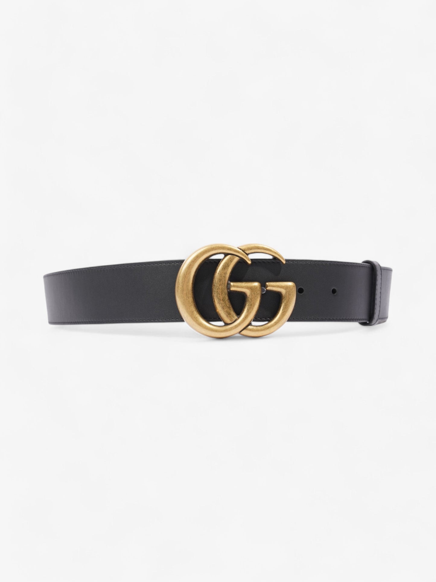 Gucci GG Marmont 2015 Re-Edition Wide Belt Black / Gold Leather 95cm / 38"
