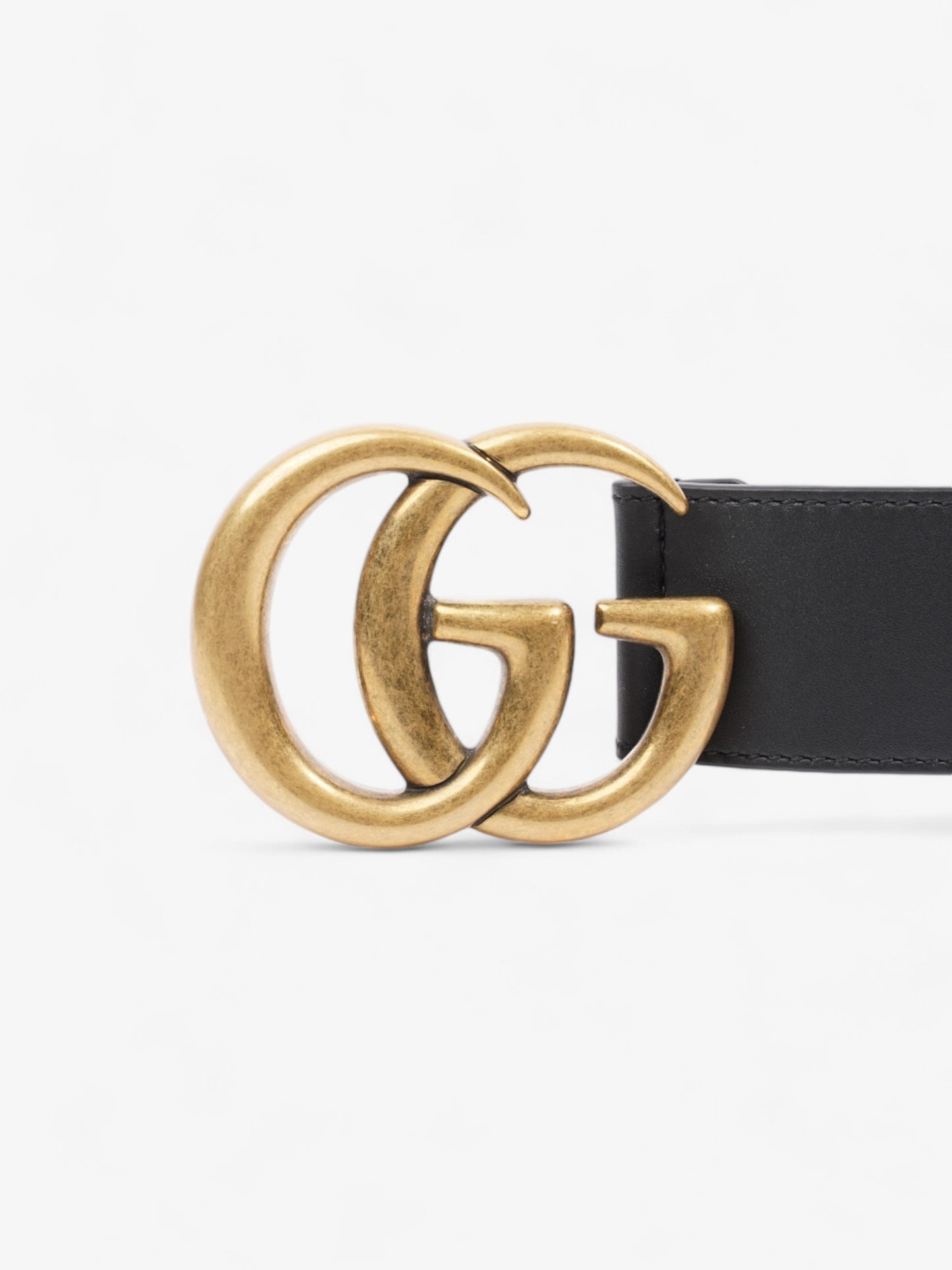 Gucci GG Marmont 2015 Re-Edition Wide Belt Black / Gold Leather 95cm / 38"