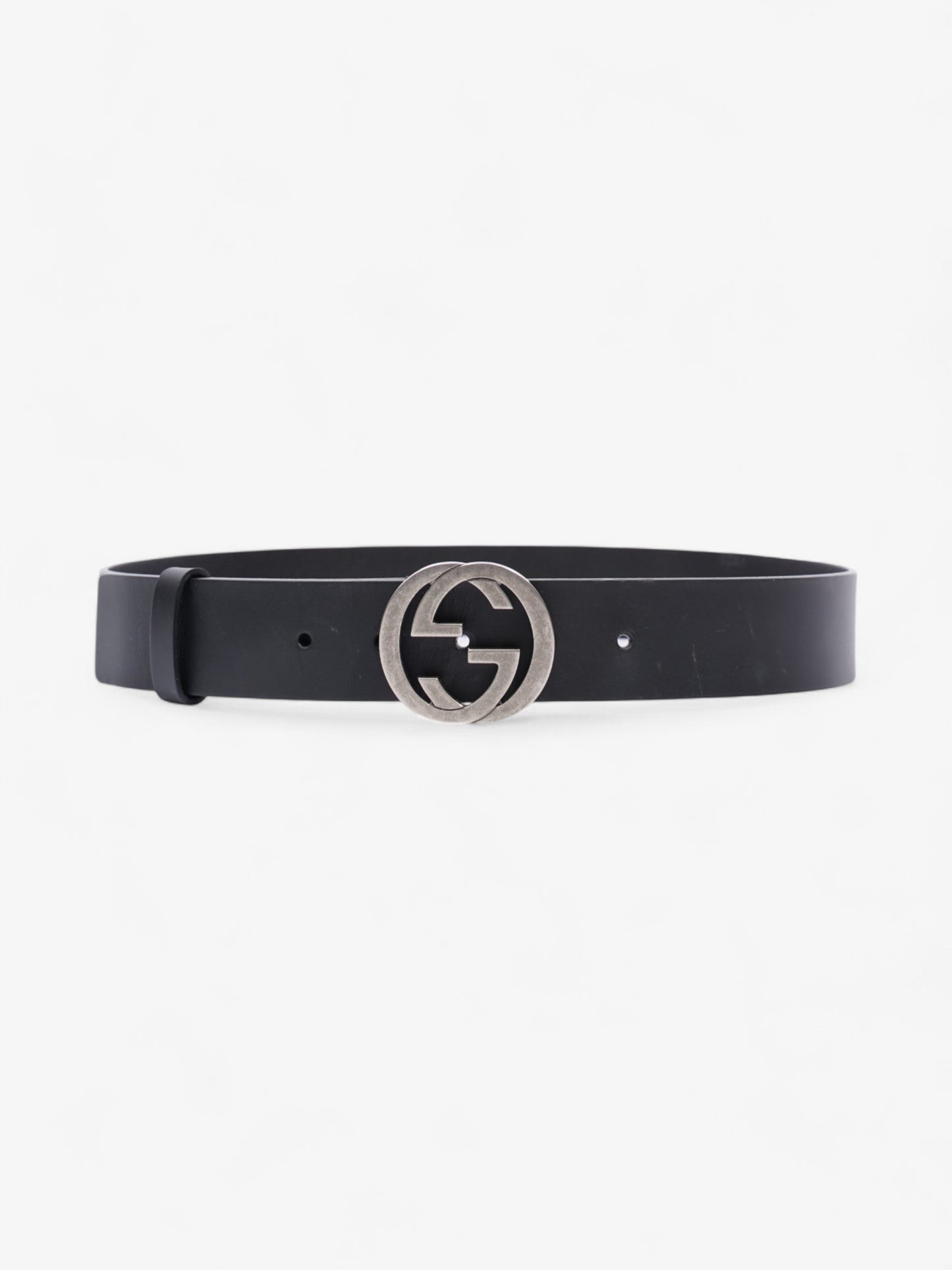 Gucci Interlocking G Belt Black / Silver Leather 80cm / 32"