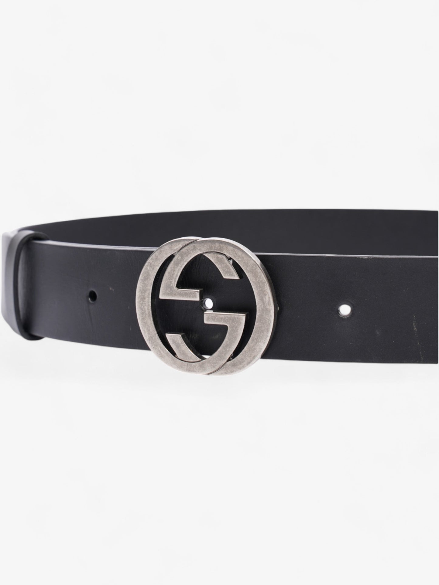 Gucci Interlocking G Belt Black / Silver Leather 80cm / 32"