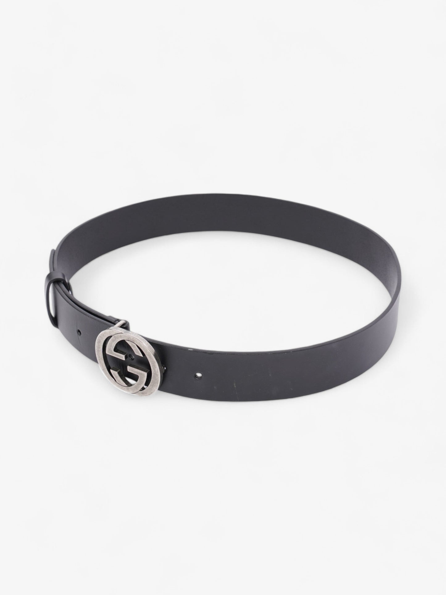 Gucci Interlocking G Belt Black / Silver Leather 80cm / 32"