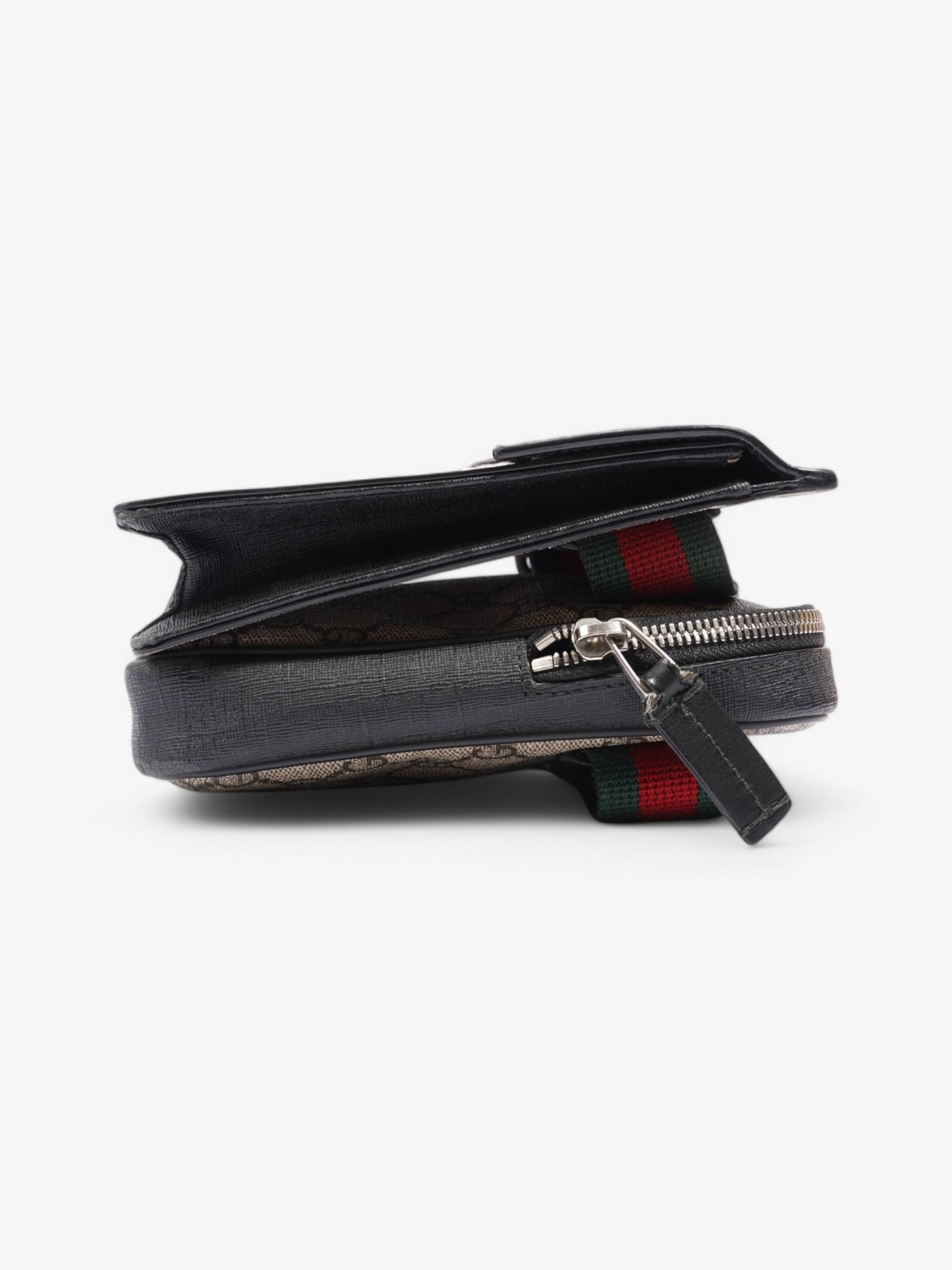 Gucci Two Pocket Belt Bag GG Supreme / Black Coated Canvas