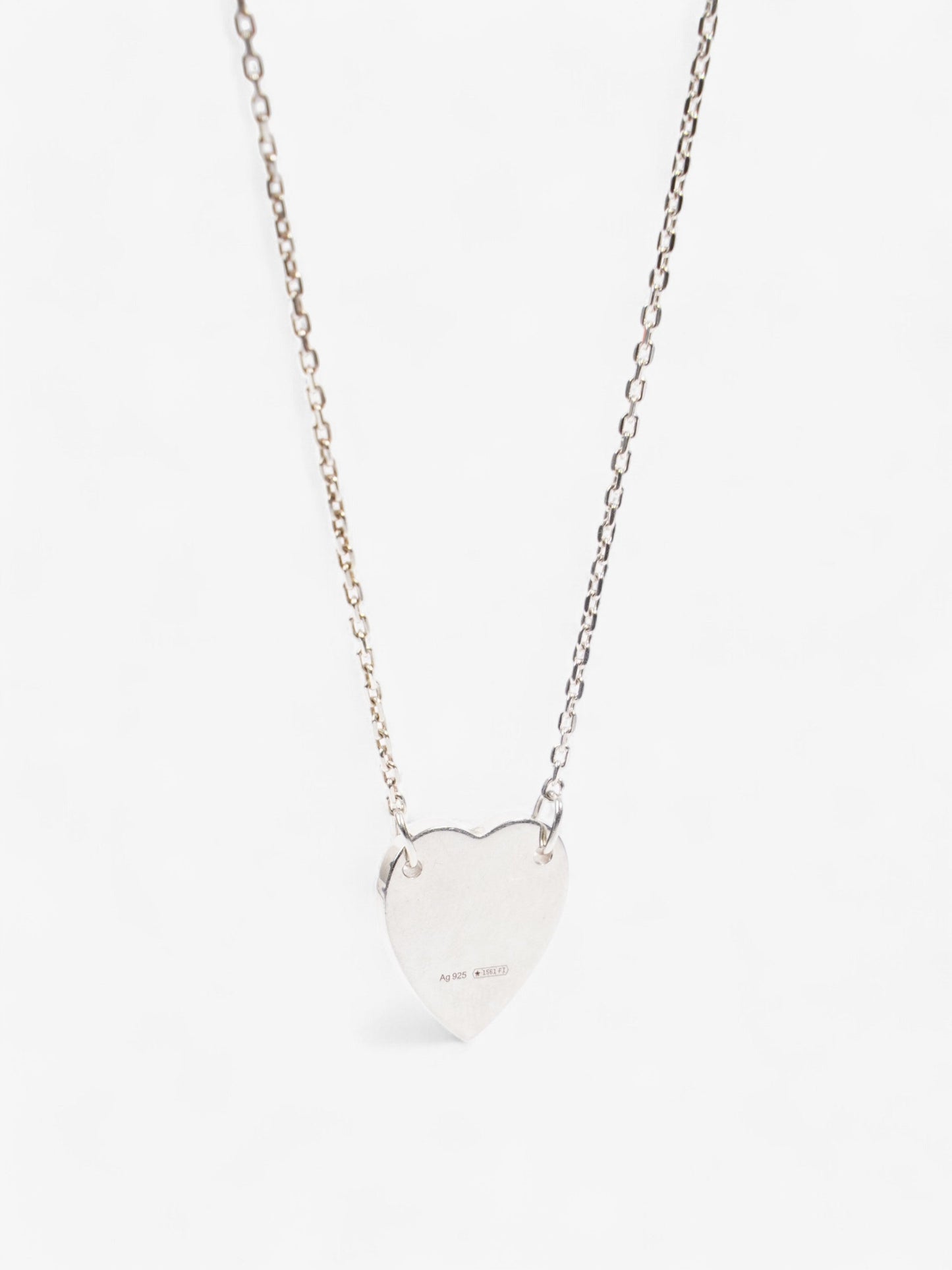 Gucci Trademark Heart Necklace Silver Silver Sterling