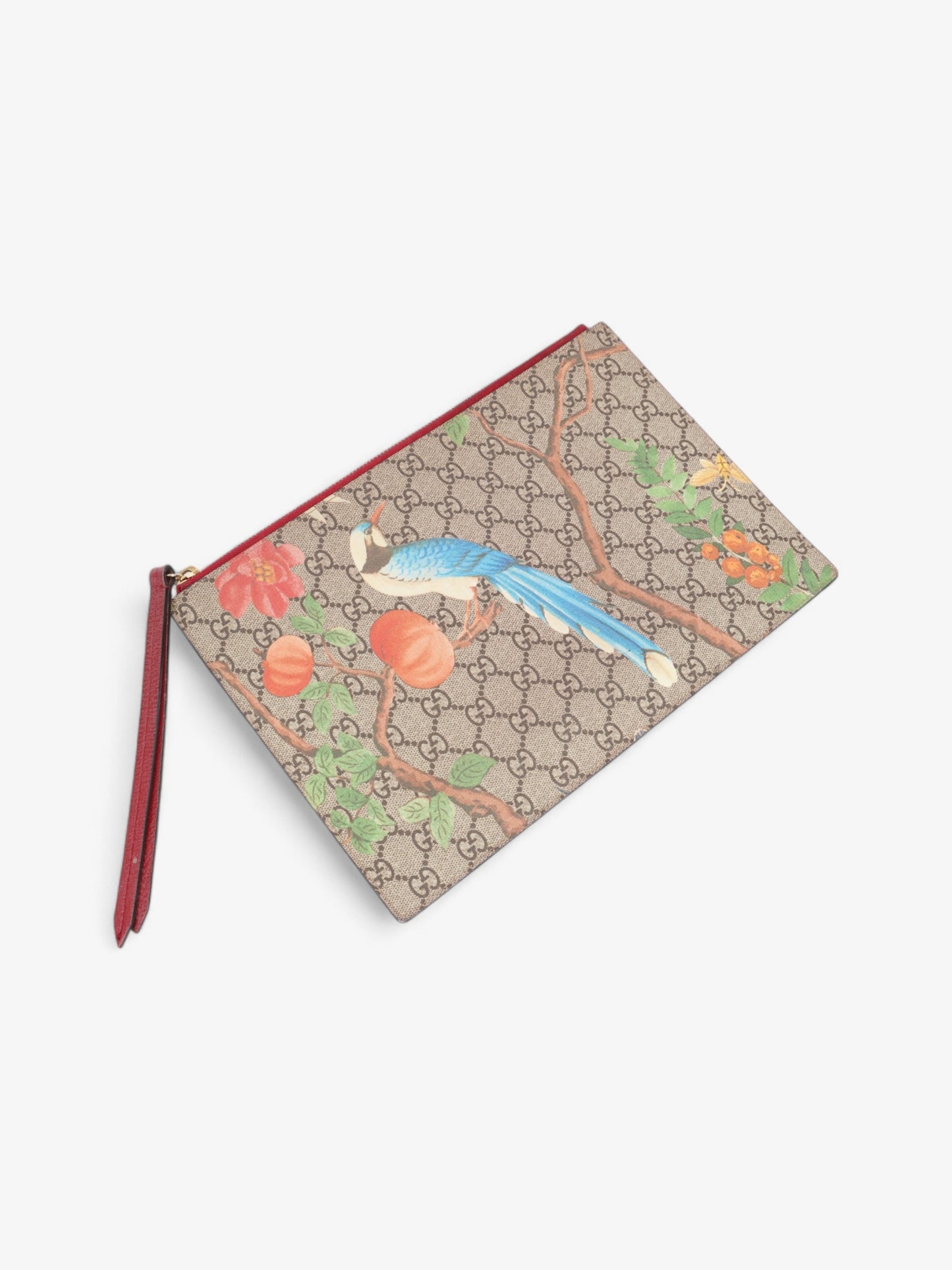 Gucci Floral Bird Clutch Supreme Coated Canvas