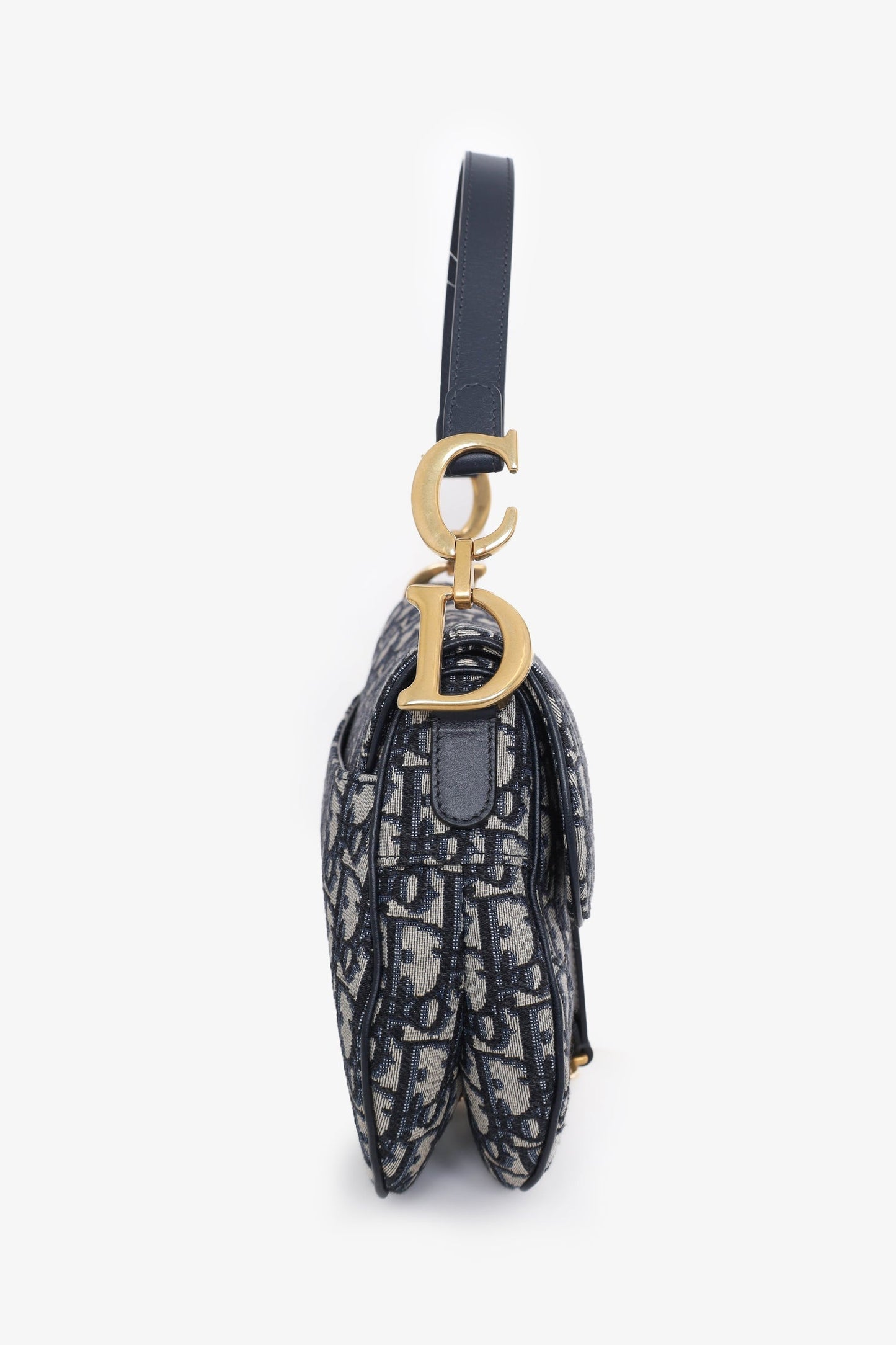 Christian Dior 2018 Blue Oblique Jacquard Saddle Bag with Canvas Strap