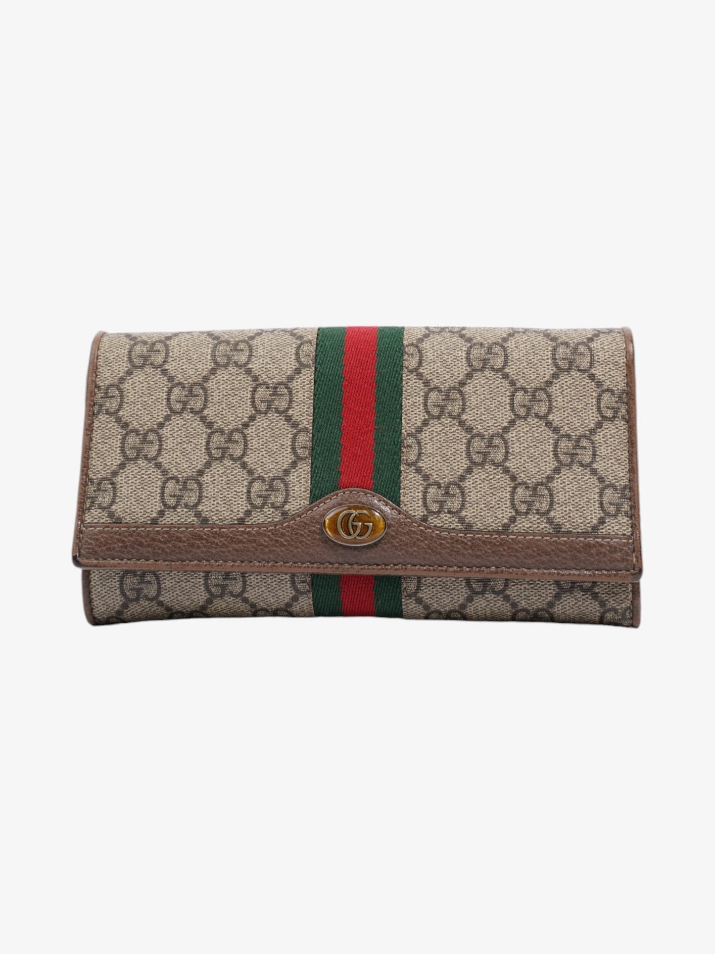 Gucci Ophidia Wallet GG Supreme / Green / Red Coated Canvas