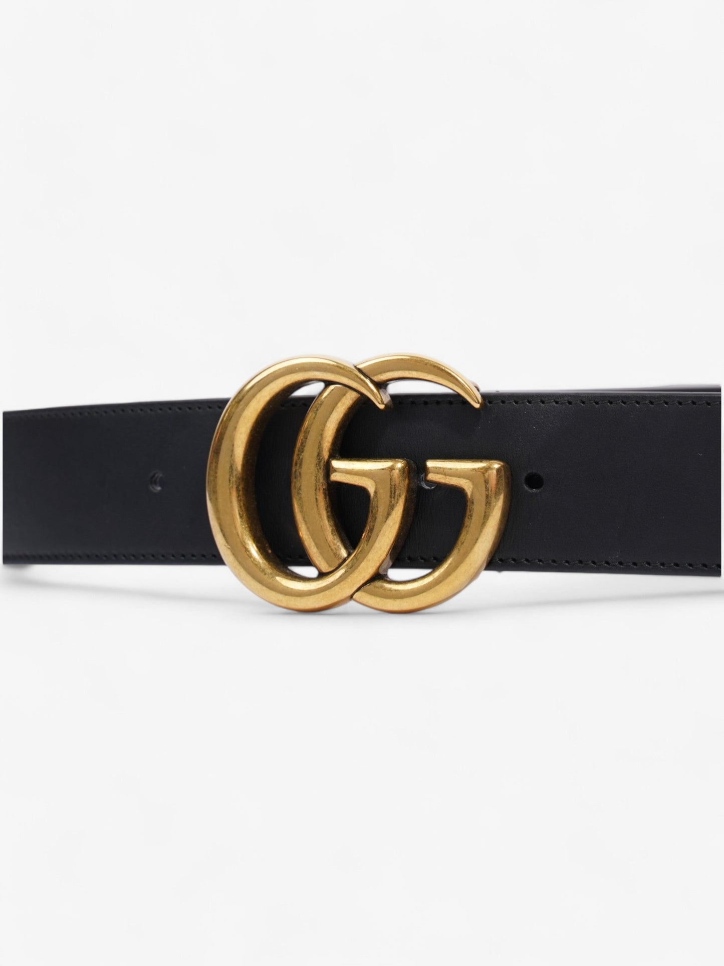 Gucci GG Marmont Wide Belt Black / Gold Leather 95cm / 38"