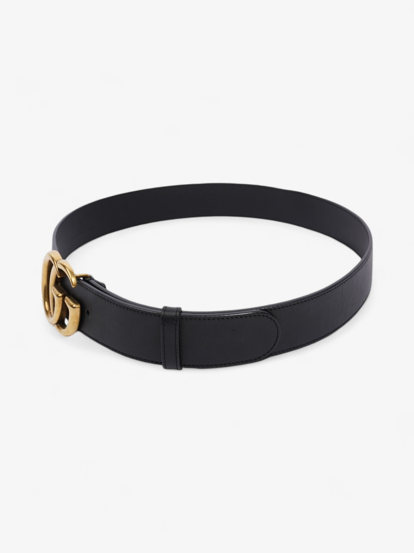 Gucci GG Marmont Wide Belt Black / Gold Leather 95cm / 38"