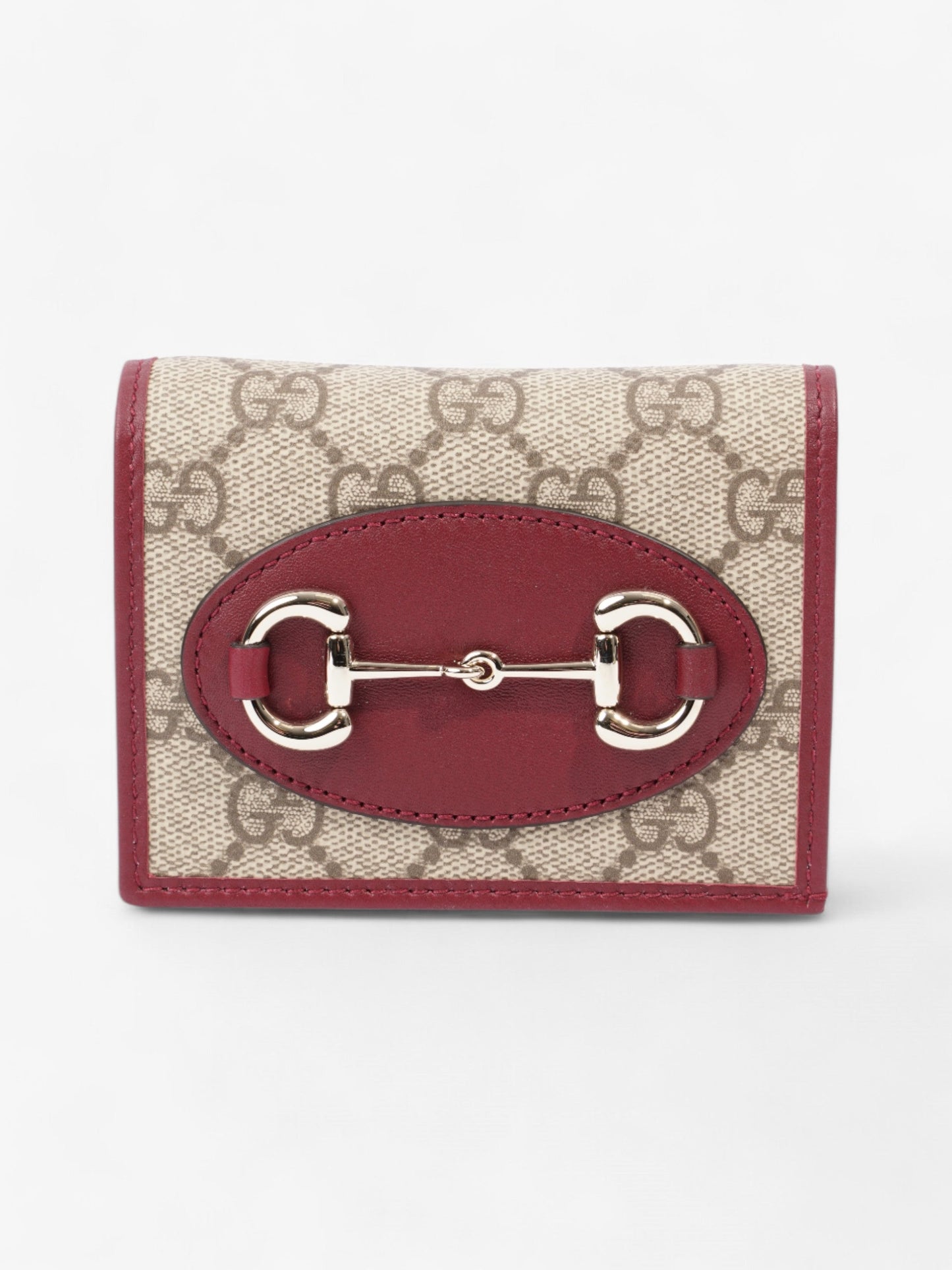 Gucci Horsebit 1955 Wallet GG Supreme / Maroon / Light Gold Canvas