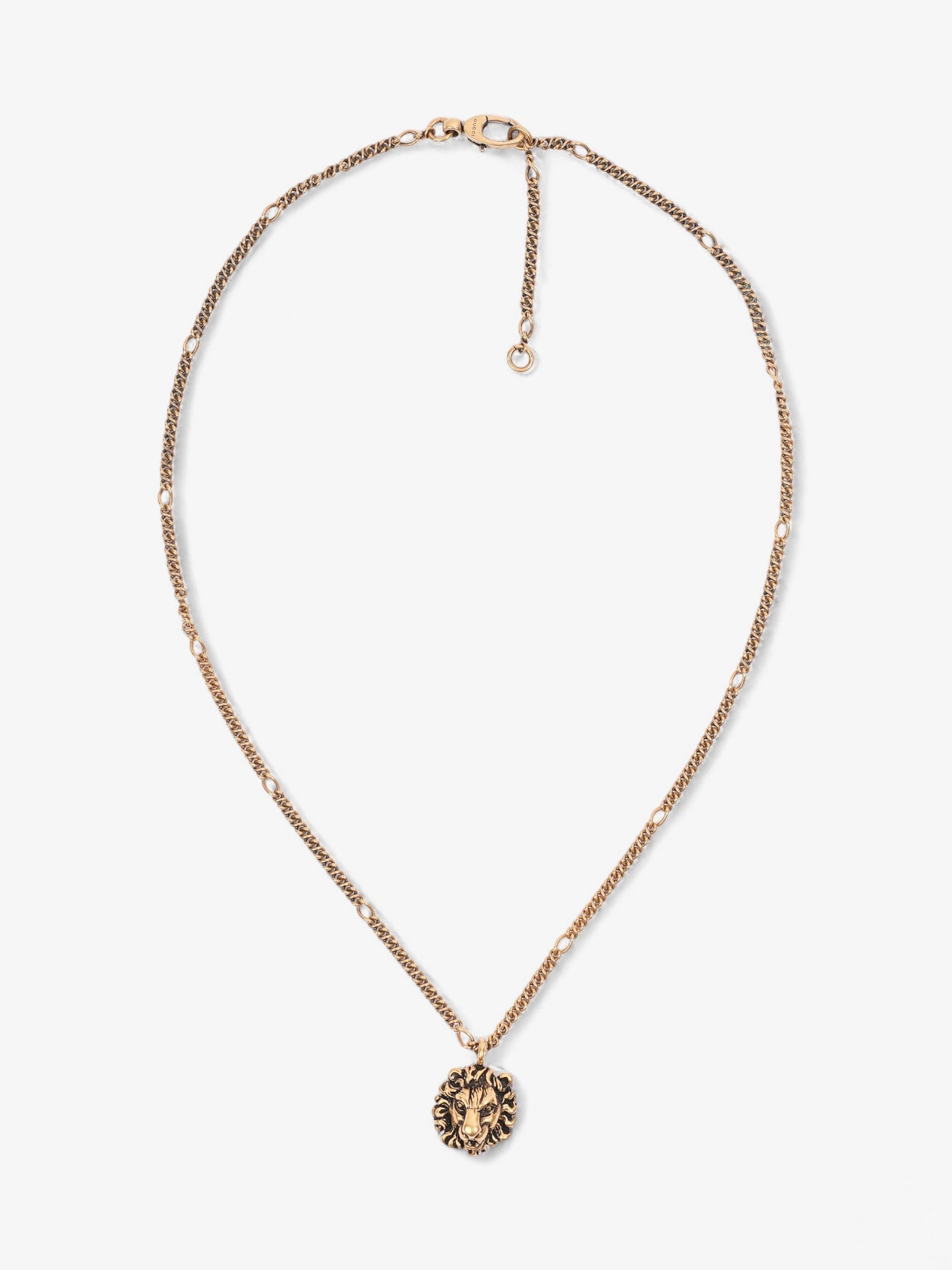 Gucci Lion Head Pendant Necklace Gold Base Metal