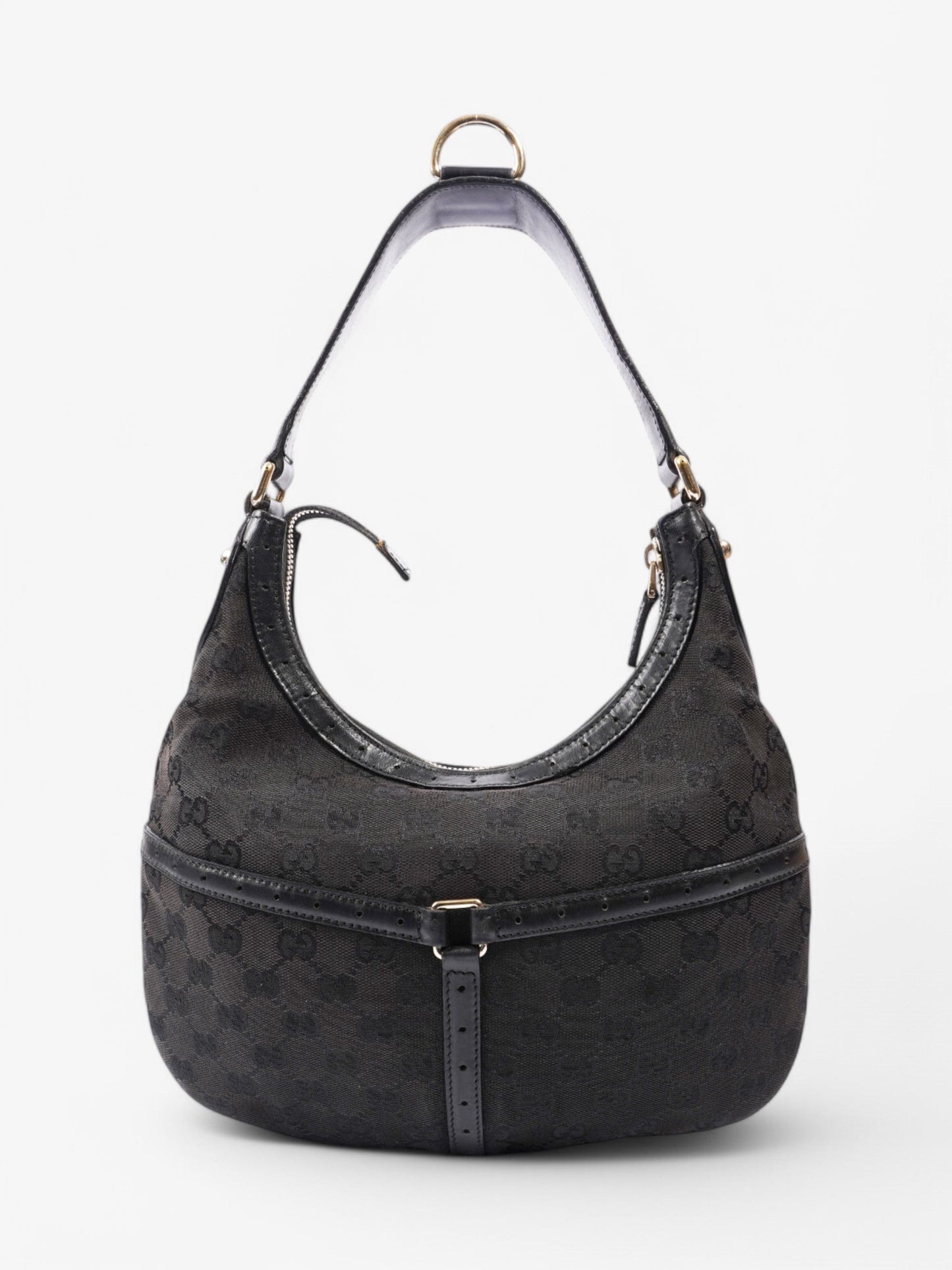 Gucci Jackie 1961 GG Shoulder Bag Black / Red / Green Canvas