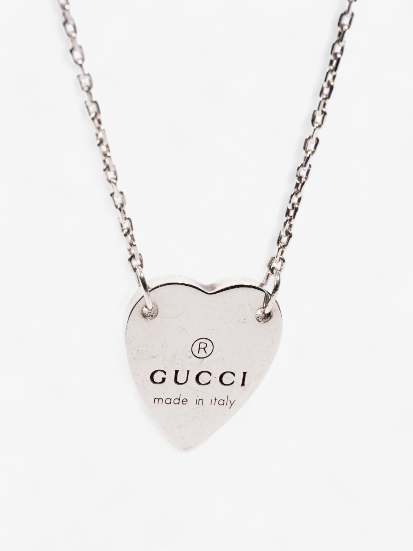 Gucci Trademark Heart Necklace Silver Silver Sterling