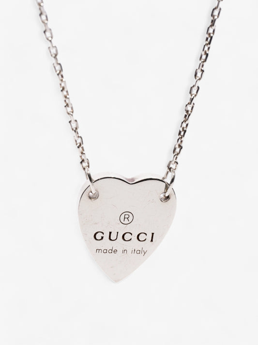 Gucci Trademark Heart Necklace Silver Silver Sterling