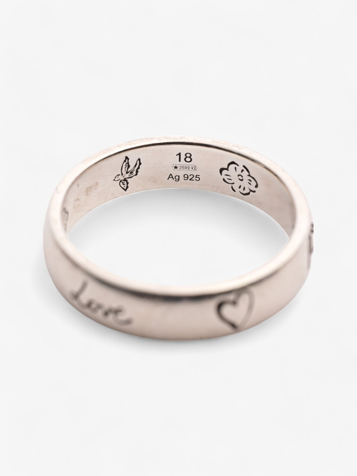 Gucci Blind for Love Ring Silver Silver Sterling 18 (58mm)