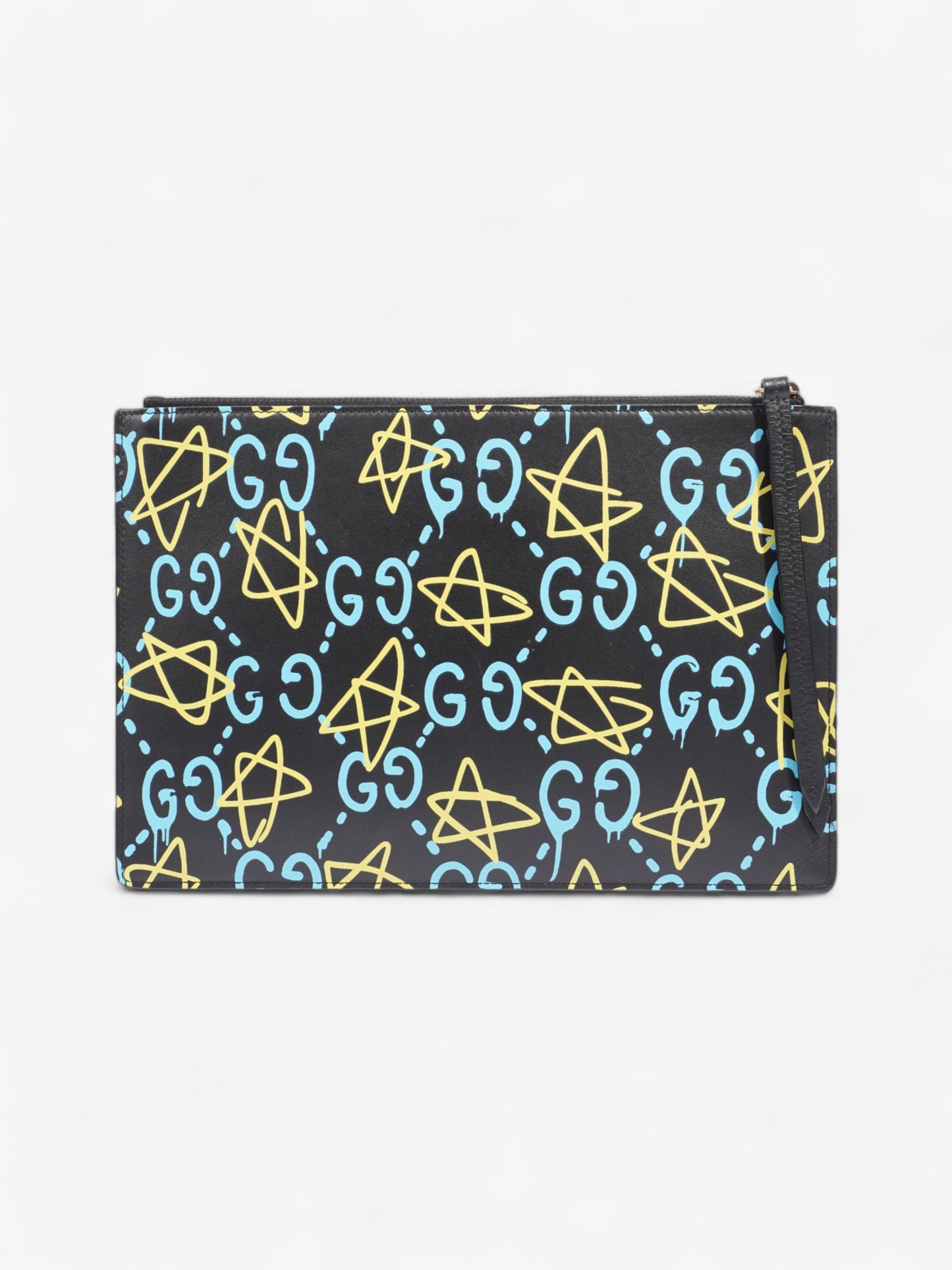 Gucci Ghost Clutch Black / Blue / Yellow Calfskin Leather