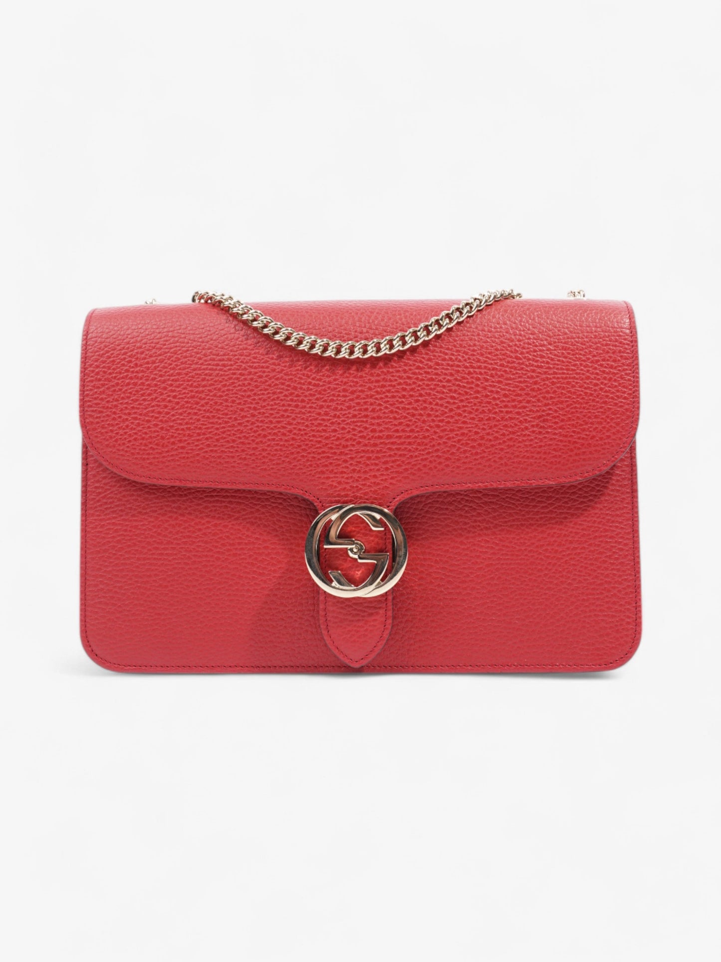 Gucci Dollar Interlocking G Red Calfskin Leather Medium