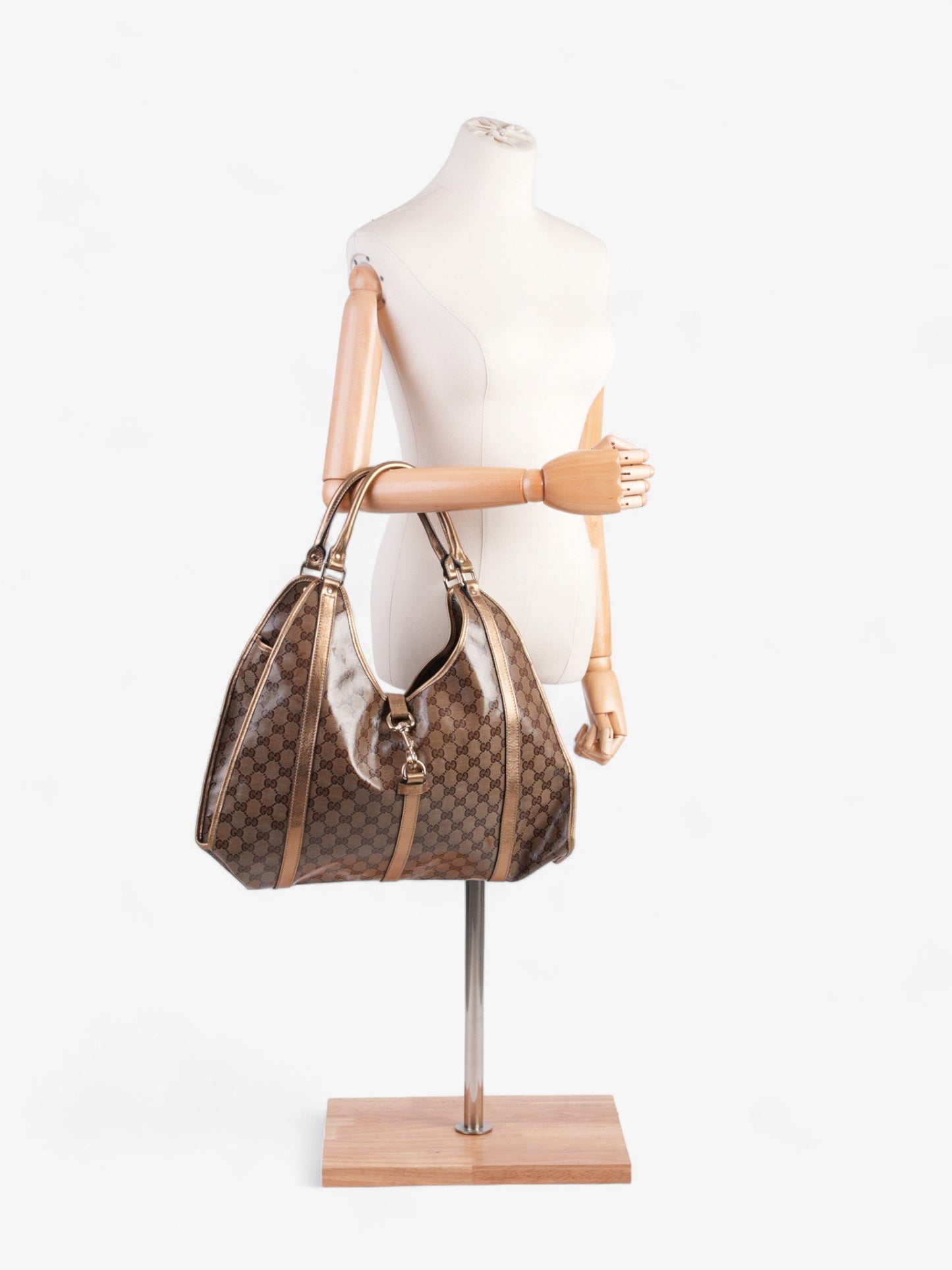 Gucci Crystal Jackie  Gold GG Supreme Patent Leather