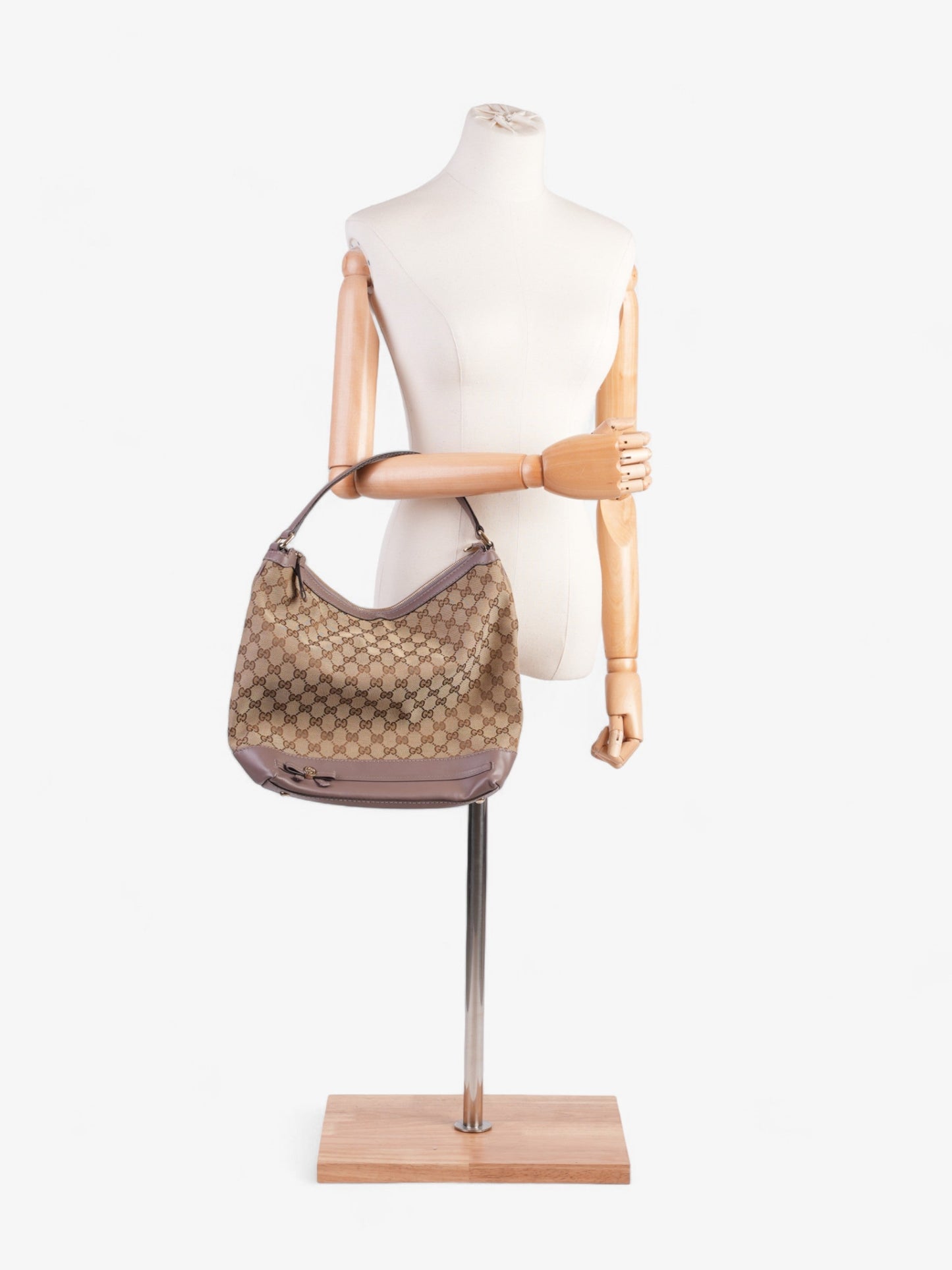 Gucci Mayfair Bow Beige And Ebony GG Supreme / Lilac Canvas