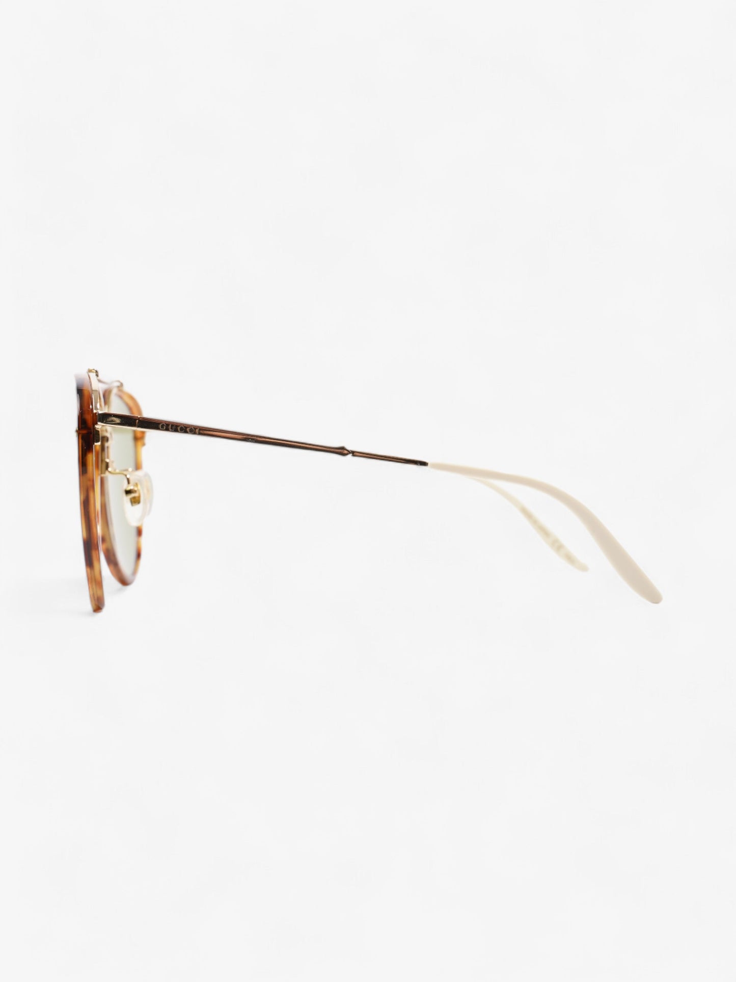 Gucci Aviator Tinted Sunglasses Tortoise  / Green Acetate 145mm