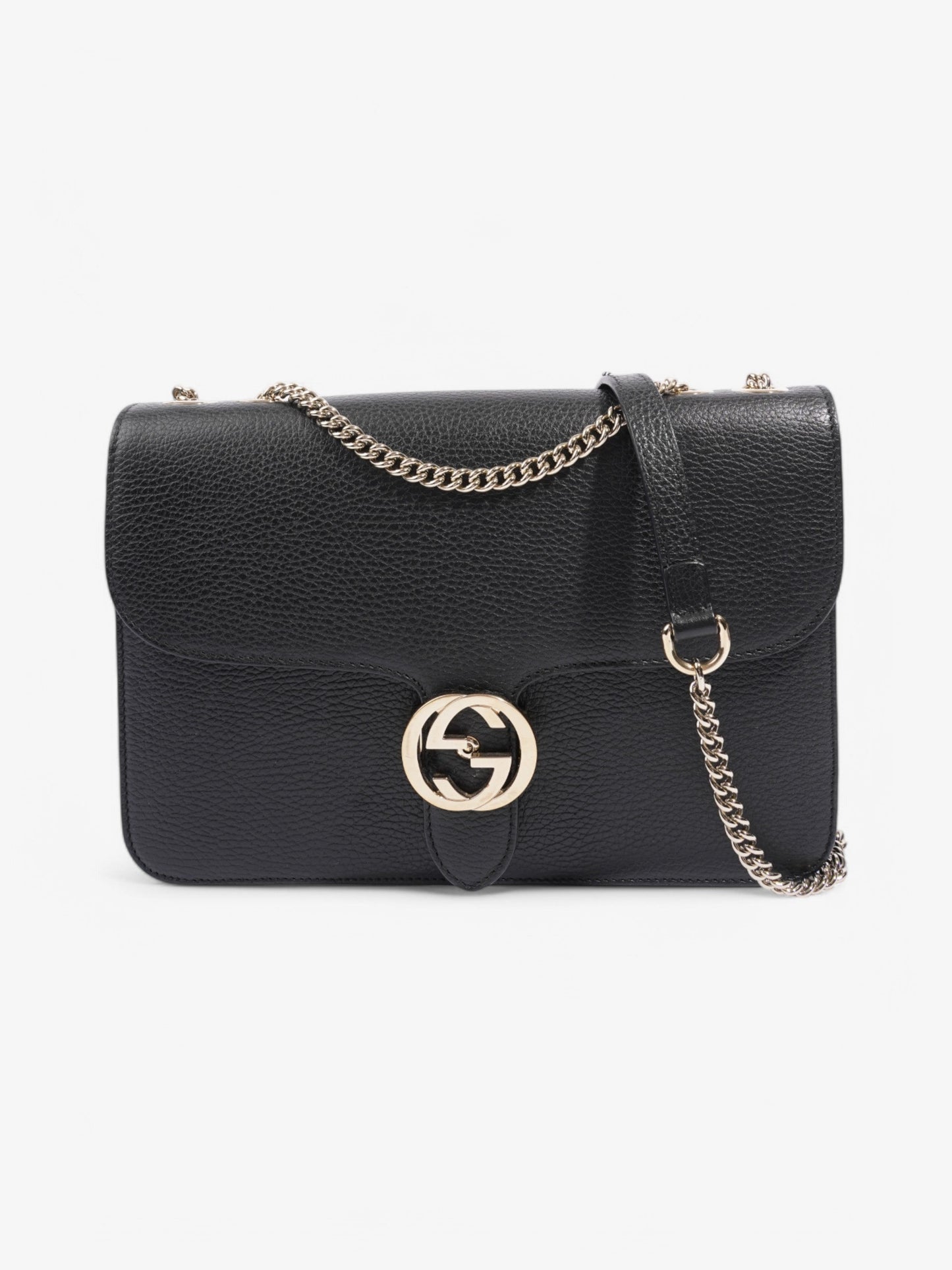 Gucci Dollar Interlocking G Black Calfskin Leather Medium