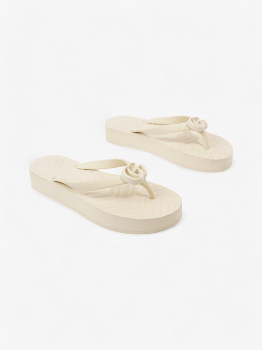 Gucci Double G Platform Sandal Cream Rubber EU 38 UK 5