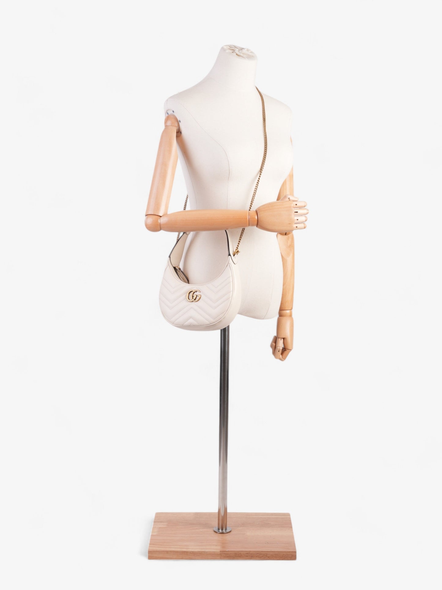 Gucci GG Marmont Shoulder Bag White Matelasse Leather Mini