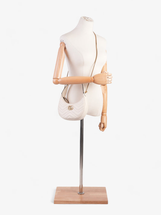 Gucci GG Marmont Shoulder Bag White Matelasse Leather Mini