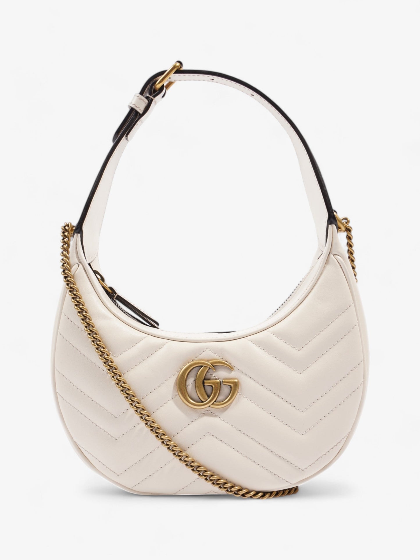 Gucci GG Marmont Shoulder Bag White Matelasse Leather Mini