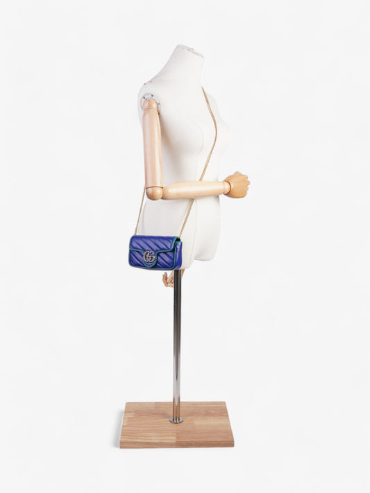 Gucci GG Marmont Blue / Green Matelasse Leather Super Mini