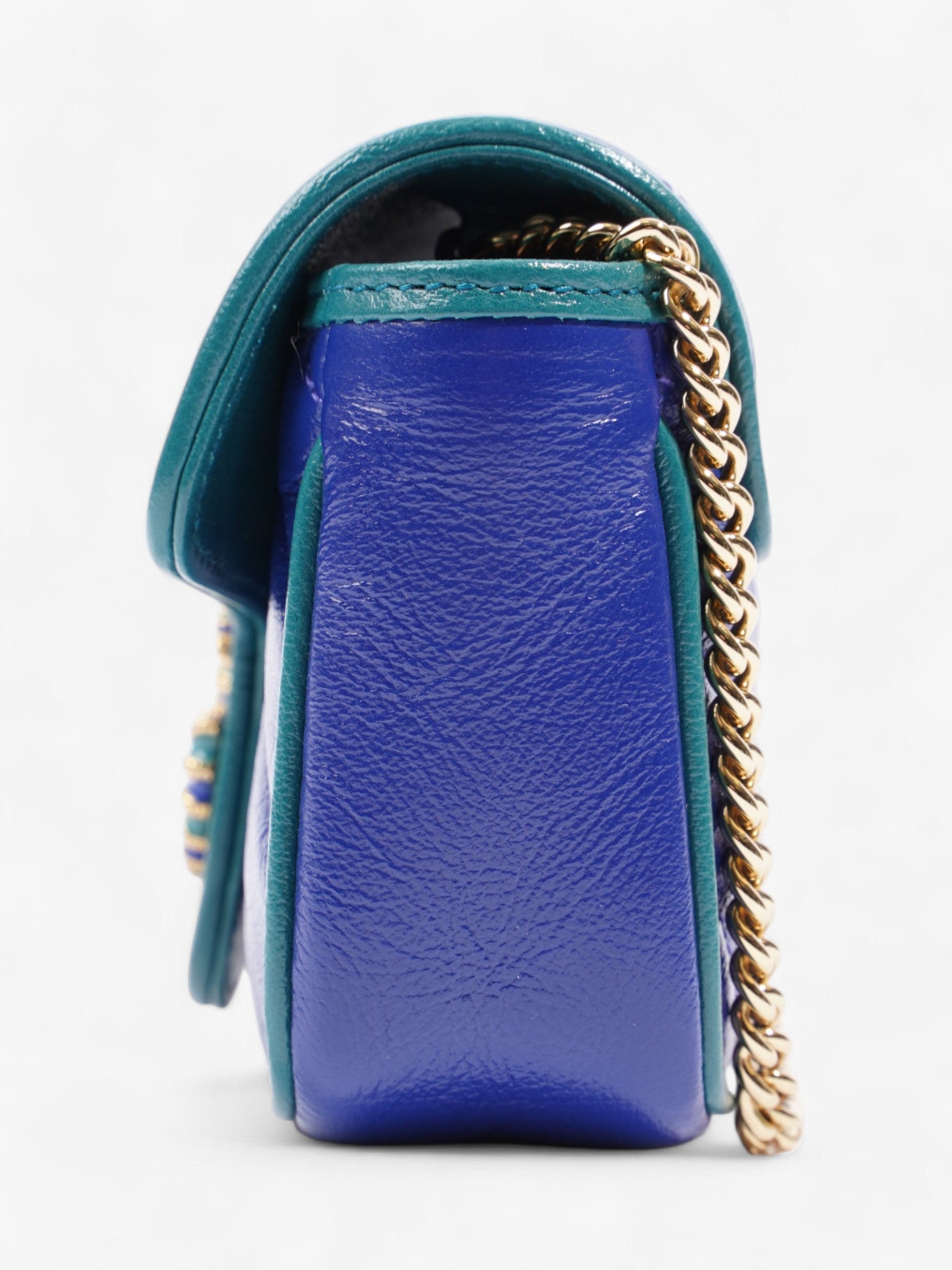 Gucci GG Marmont Blue / Green Matelasse Leather Super Mini
