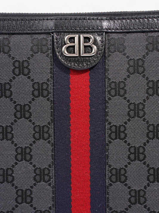 Gucci x Balenciaga The Hacker Project Laptop Pouch Black / Blue And Red Stripe Canvas