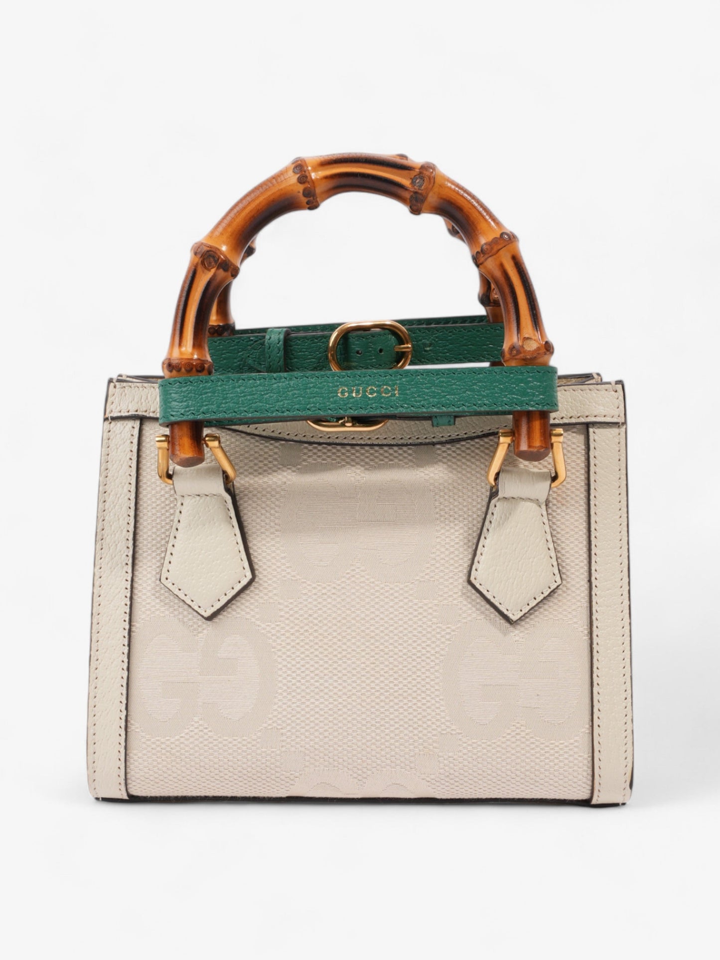 Gucci Diana Tote White / Brown Canvas Mini