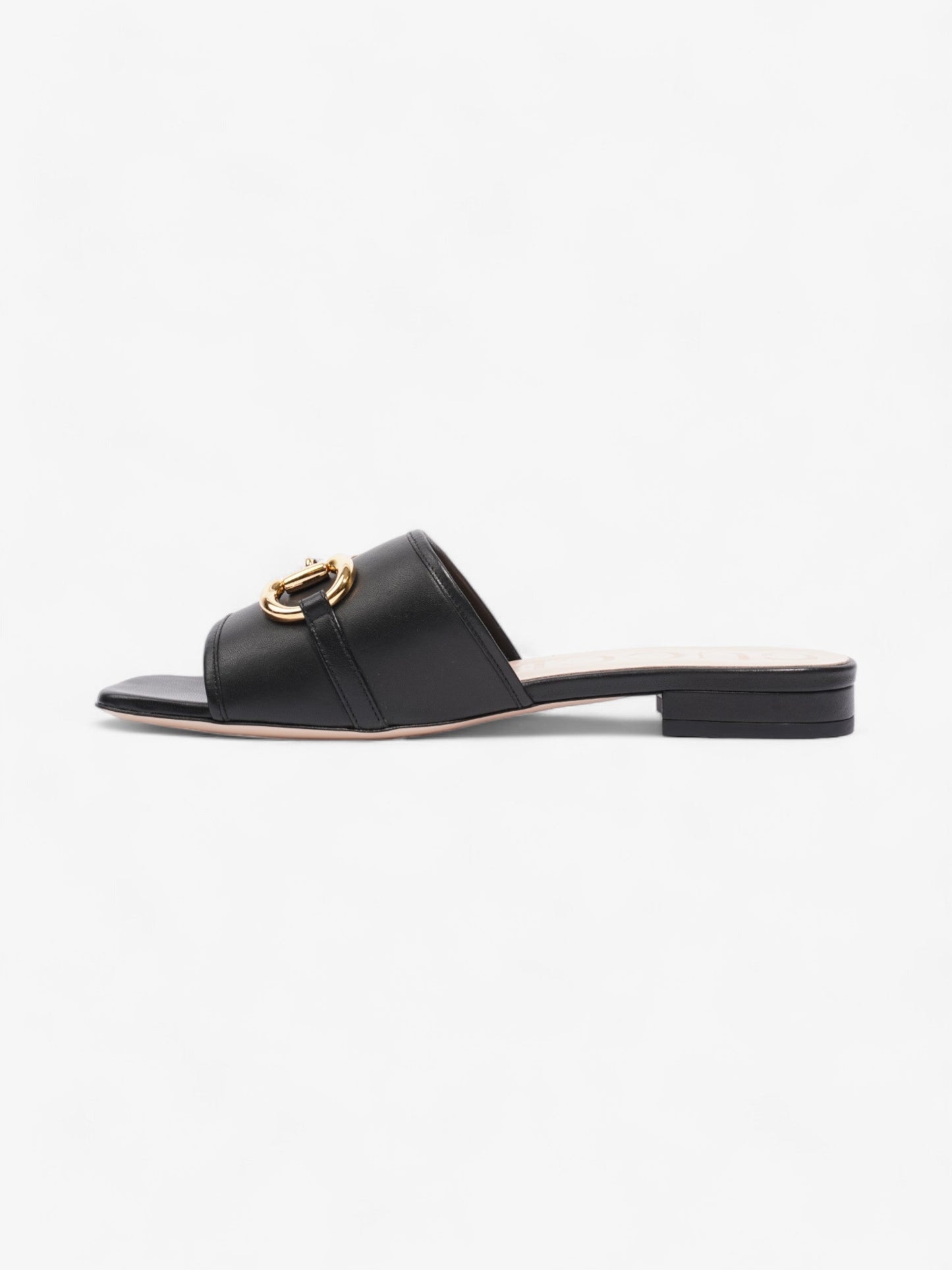 Gucci Horsebit Slides Black / Gold Leather EU 39 UK 6