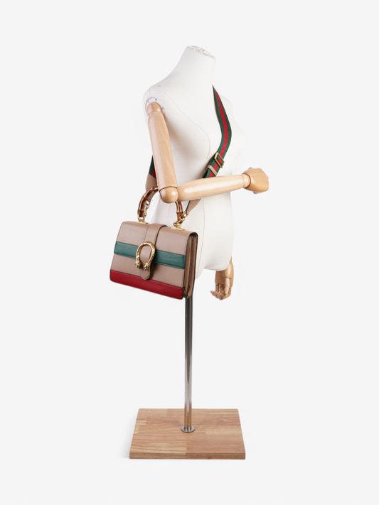 Gucci Dionysus Bamboo Top Handle Nude / Green / Red Leather