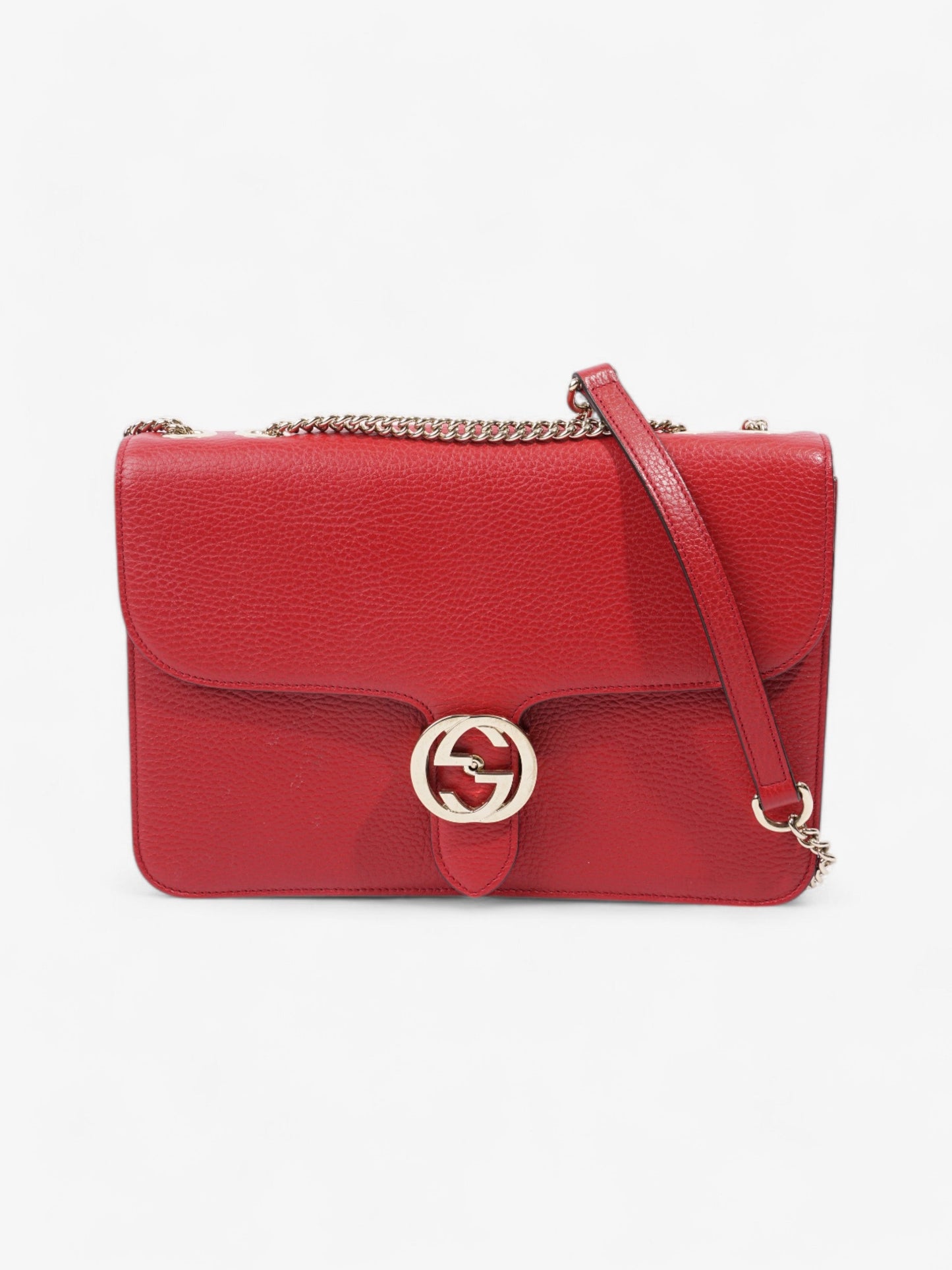 Gucci Dollar Interlocking G Red Calfskin Leather Medium
