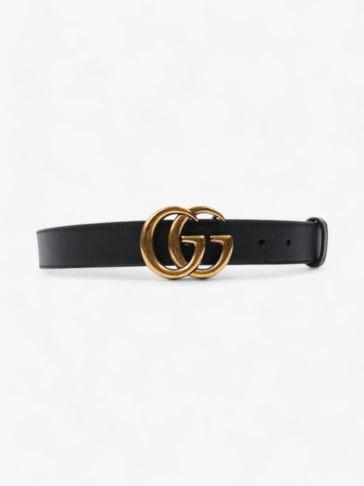 Gucci GG Marmont Thin Belt Black / Gold Leather 80cm / 32"