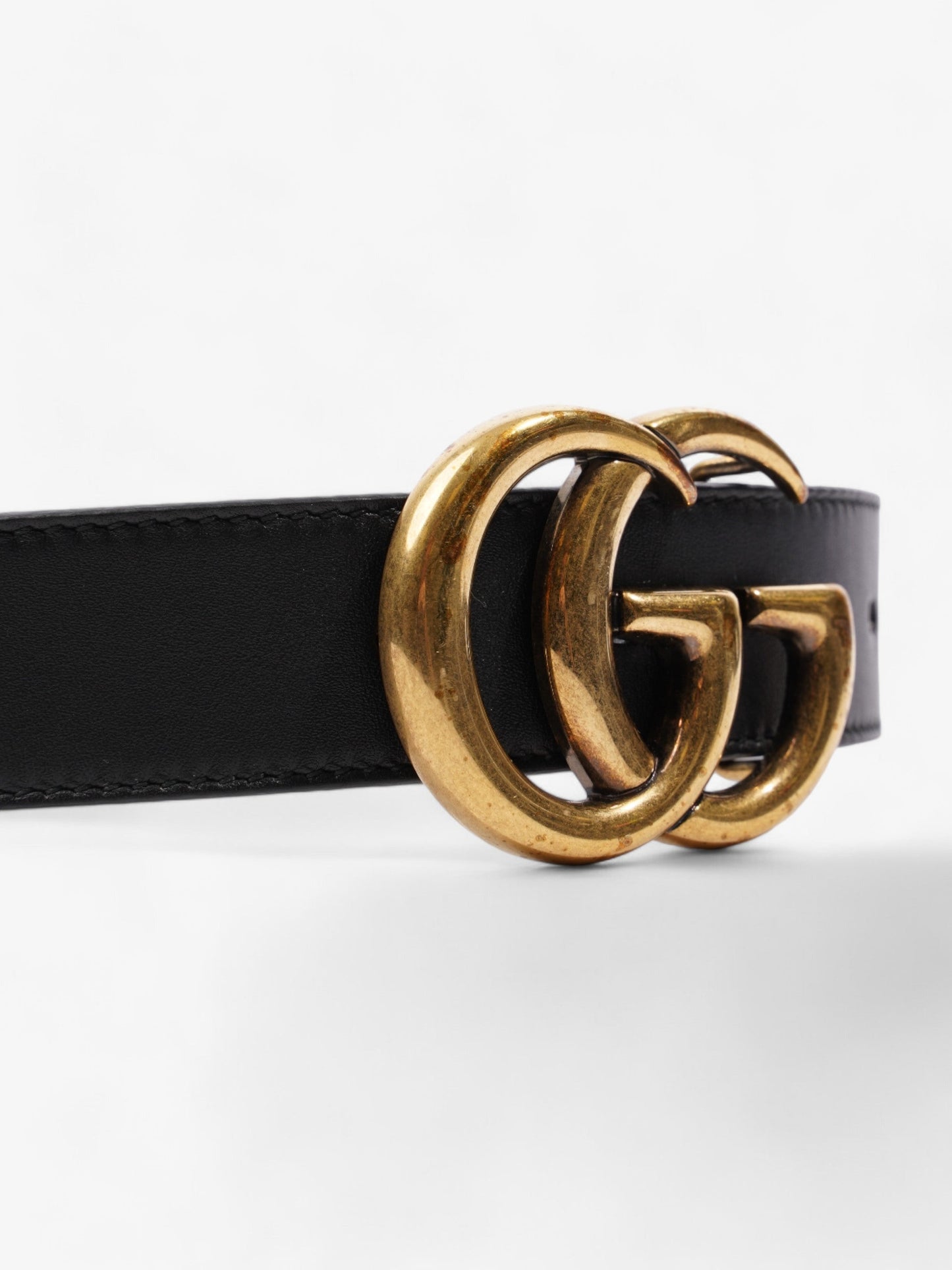 Gucci GG Marmont Thin Belt Black / Gold Leather 80cm / 32"
