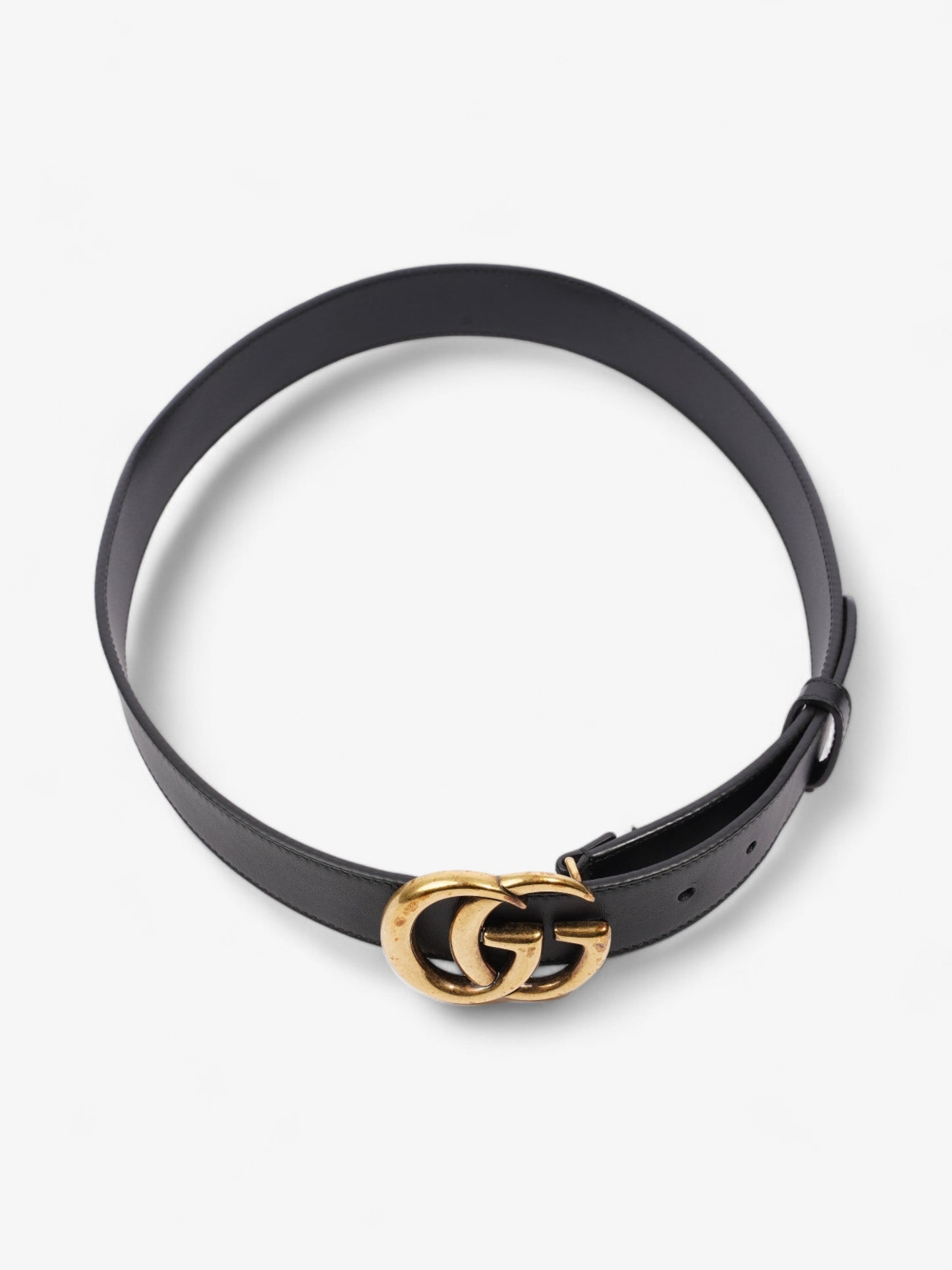 Gucci GG Marmont Thin Belt Black / Gold Leather 80cm / 32"