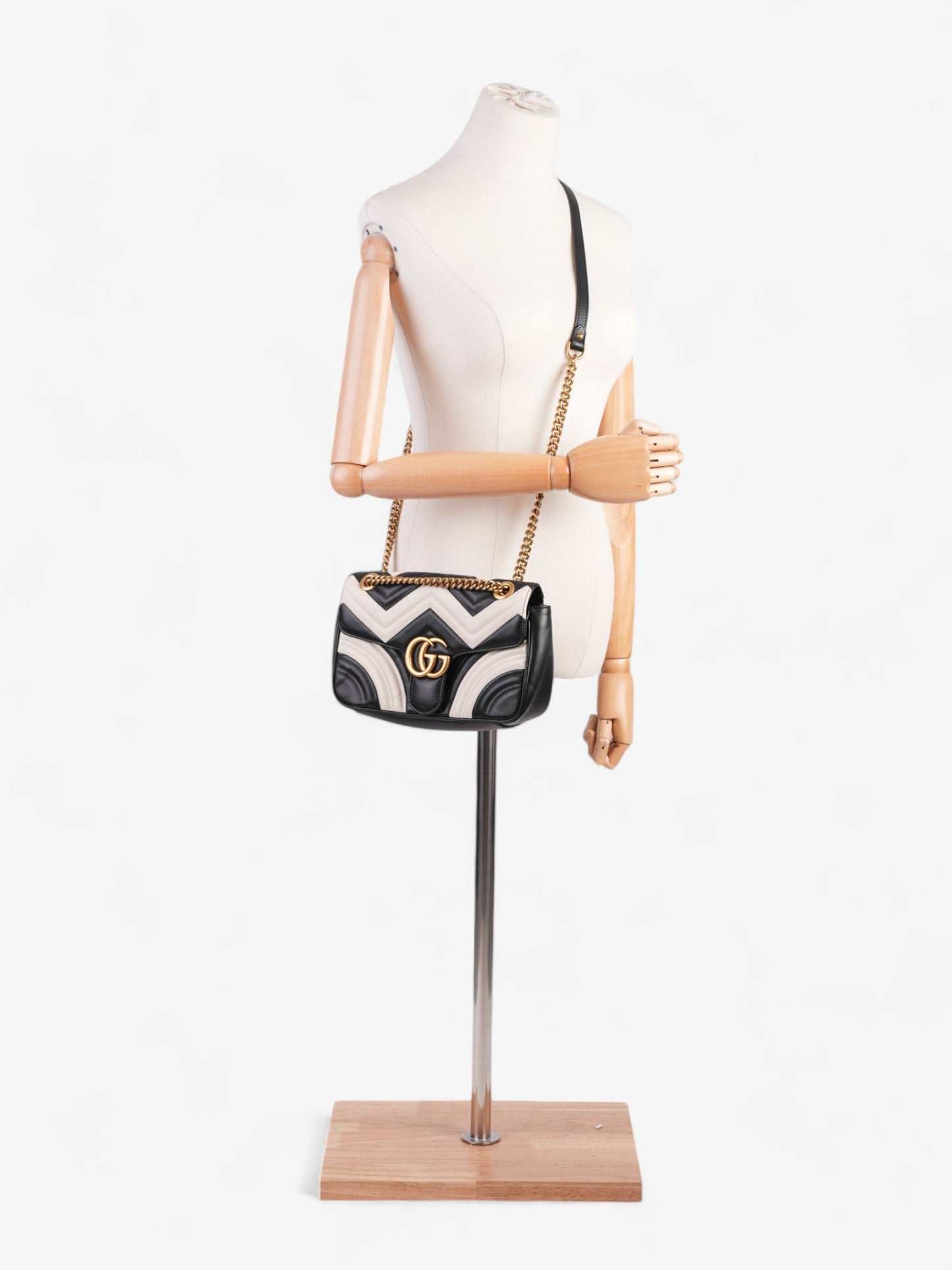 Gucci GG Marmont Black / White Matelasse Leather Small