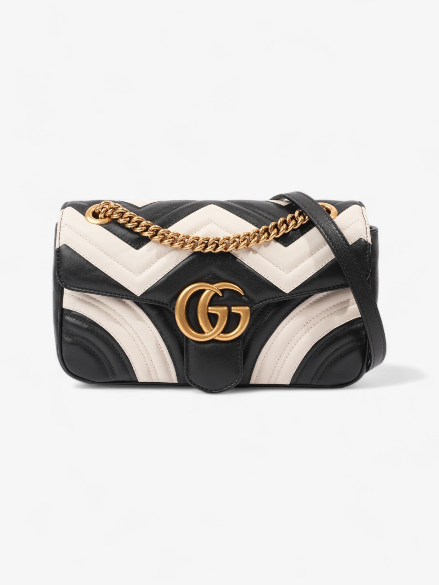 Gucci GG Marmont Black / White Matelasse Leather Small