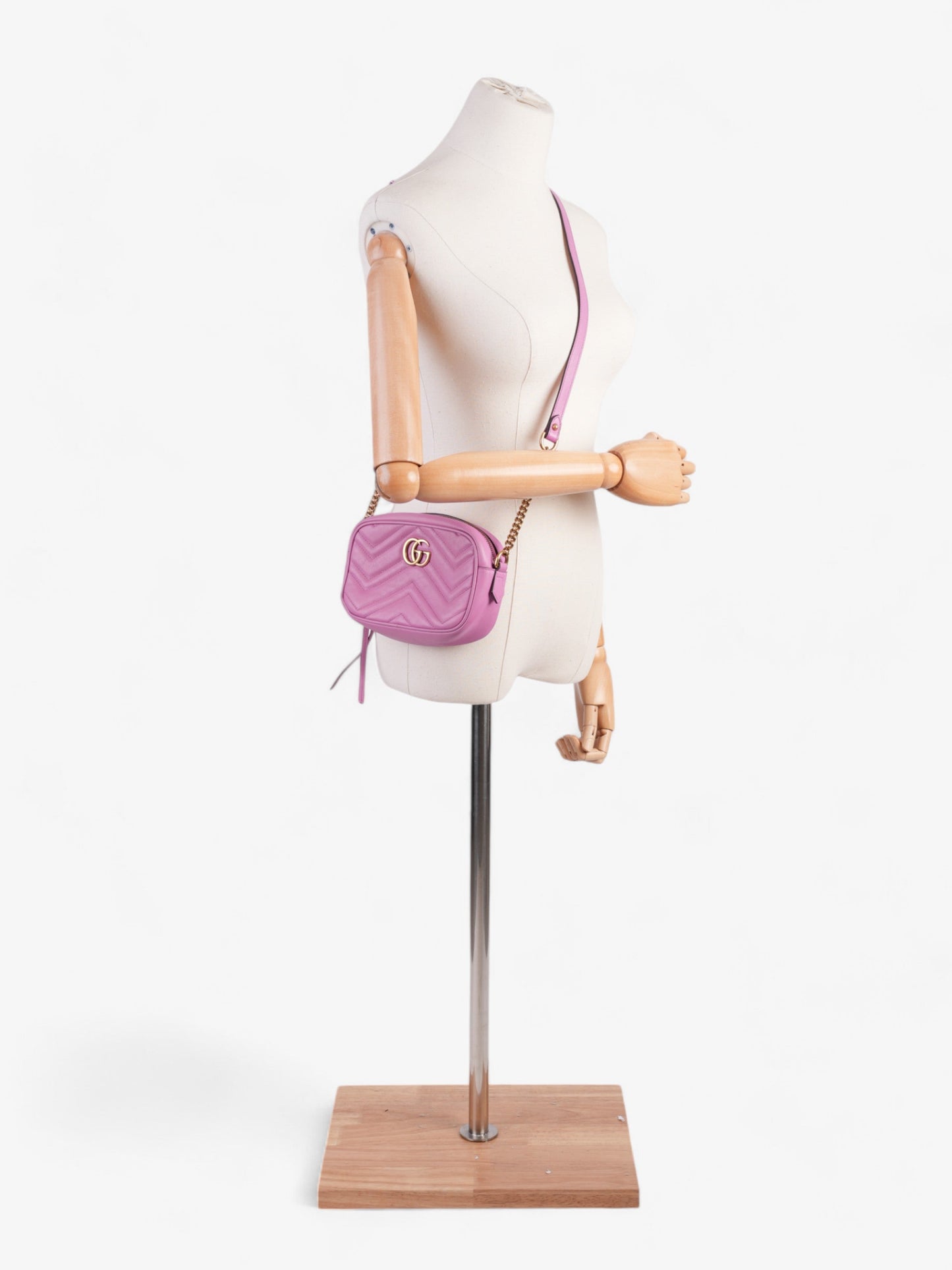 Gucci GG Marmont Camera Pink Matelasse Leather Mini