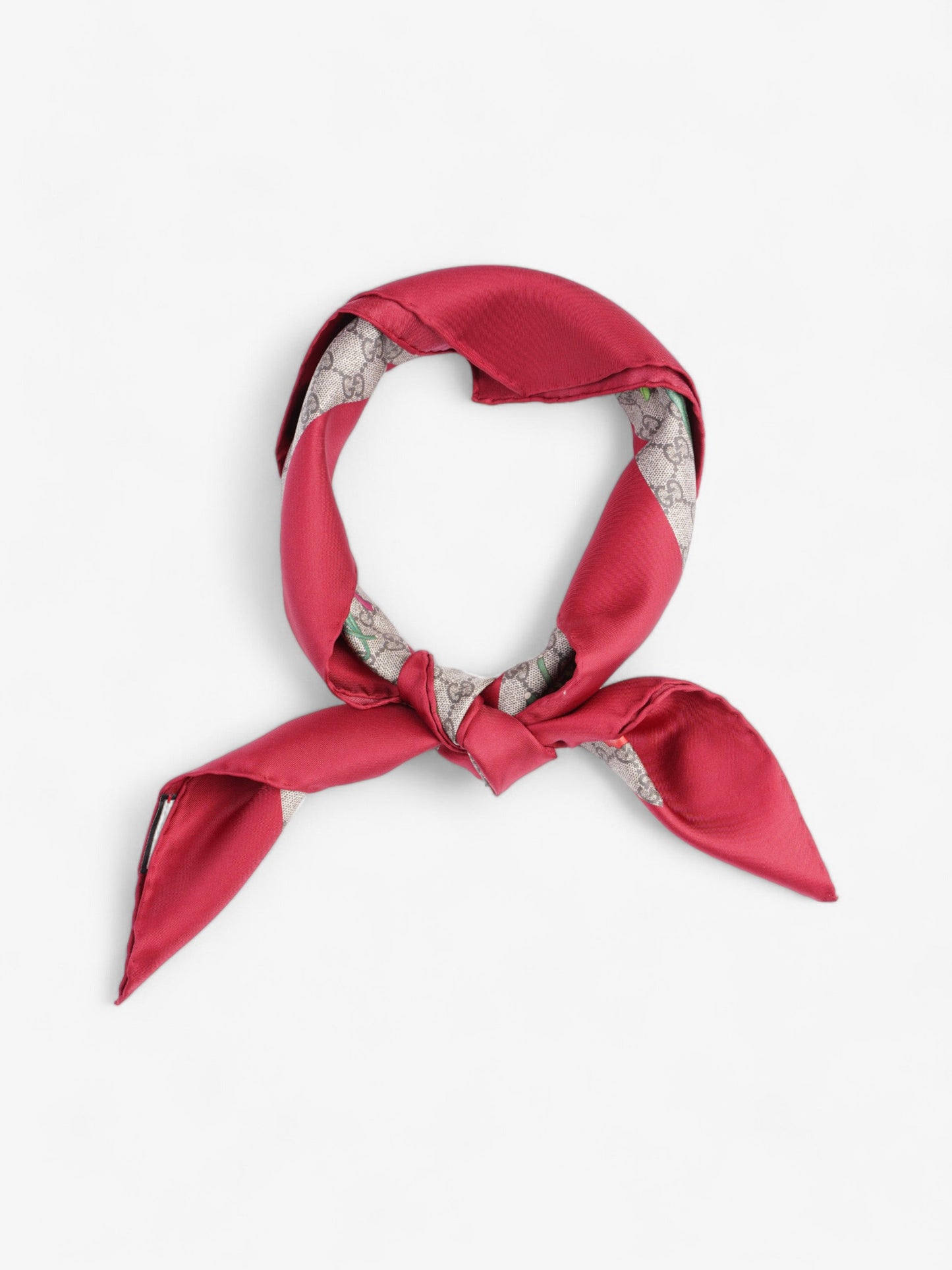 Gucci Floral Print Scarf Red Floral Multi Print Silk