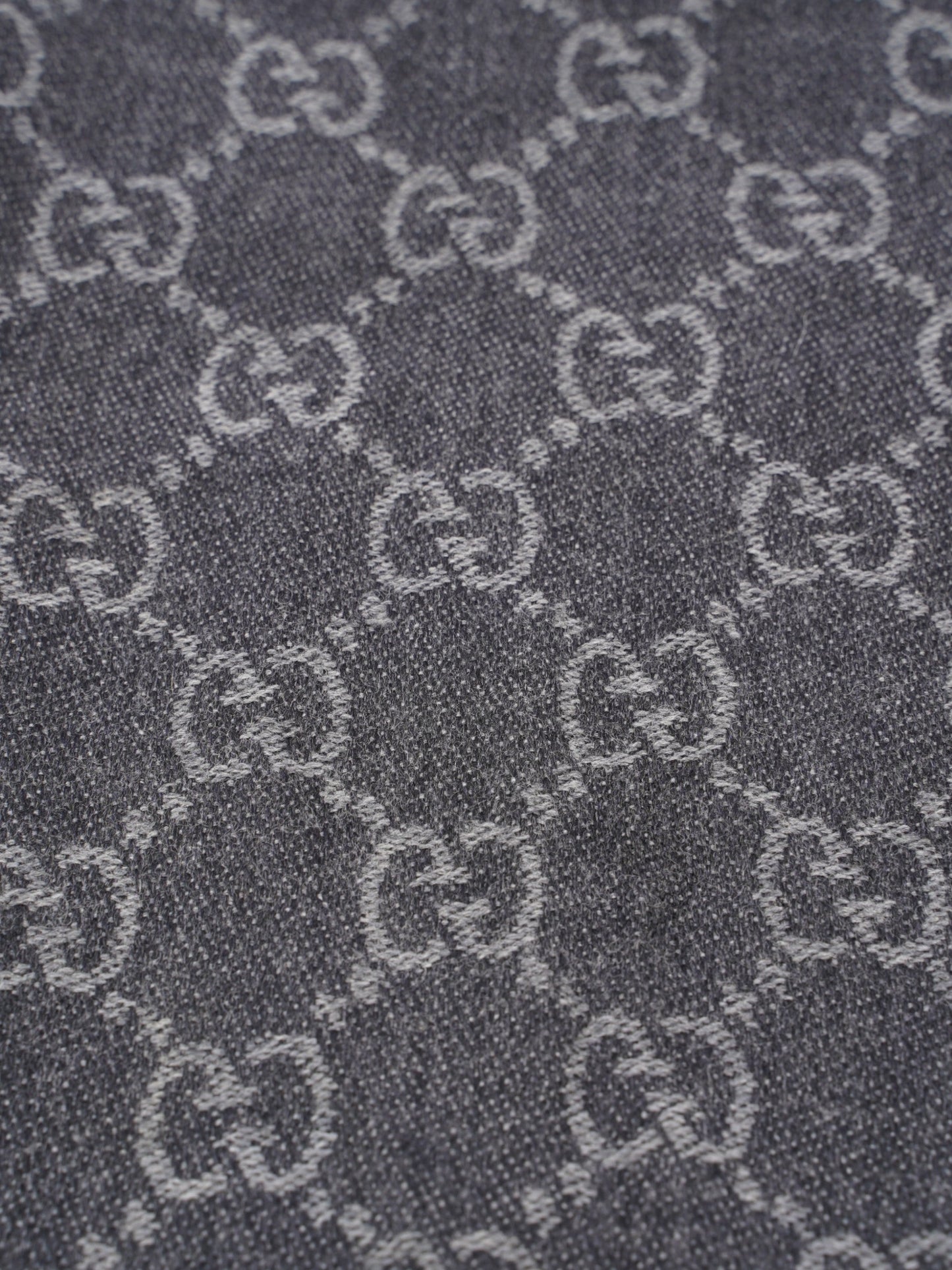 Gucci GG Jacquard Scarf Grey Wool