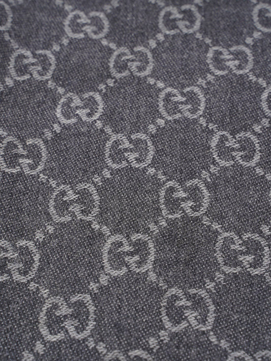 Gucci GG Jacquard Scarf Grey Wool