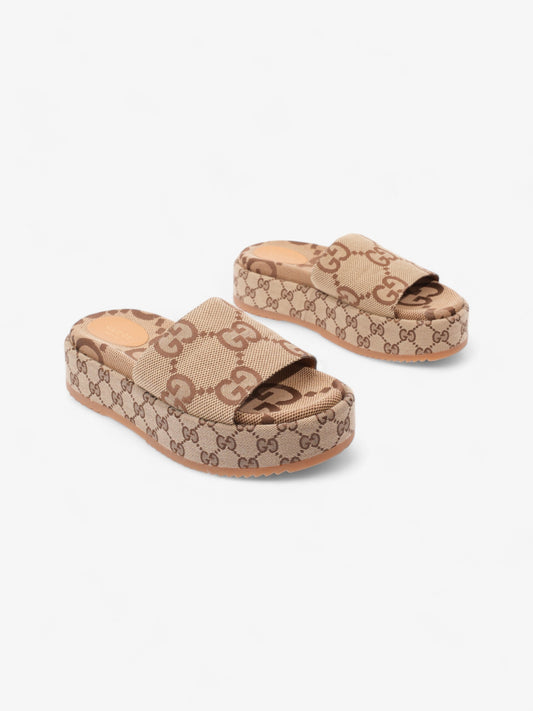 Gucci GG Platform Slides Beige  Canvas EU 39.5 UK 6.5